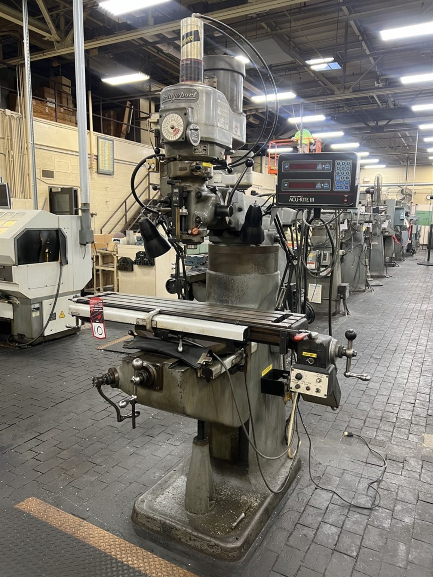 BRIDGEPORT 1.5 HP Milling Machine, s/n 146208, 9” x 42” Power Feed Table, Power Draw Bar, 60-4200