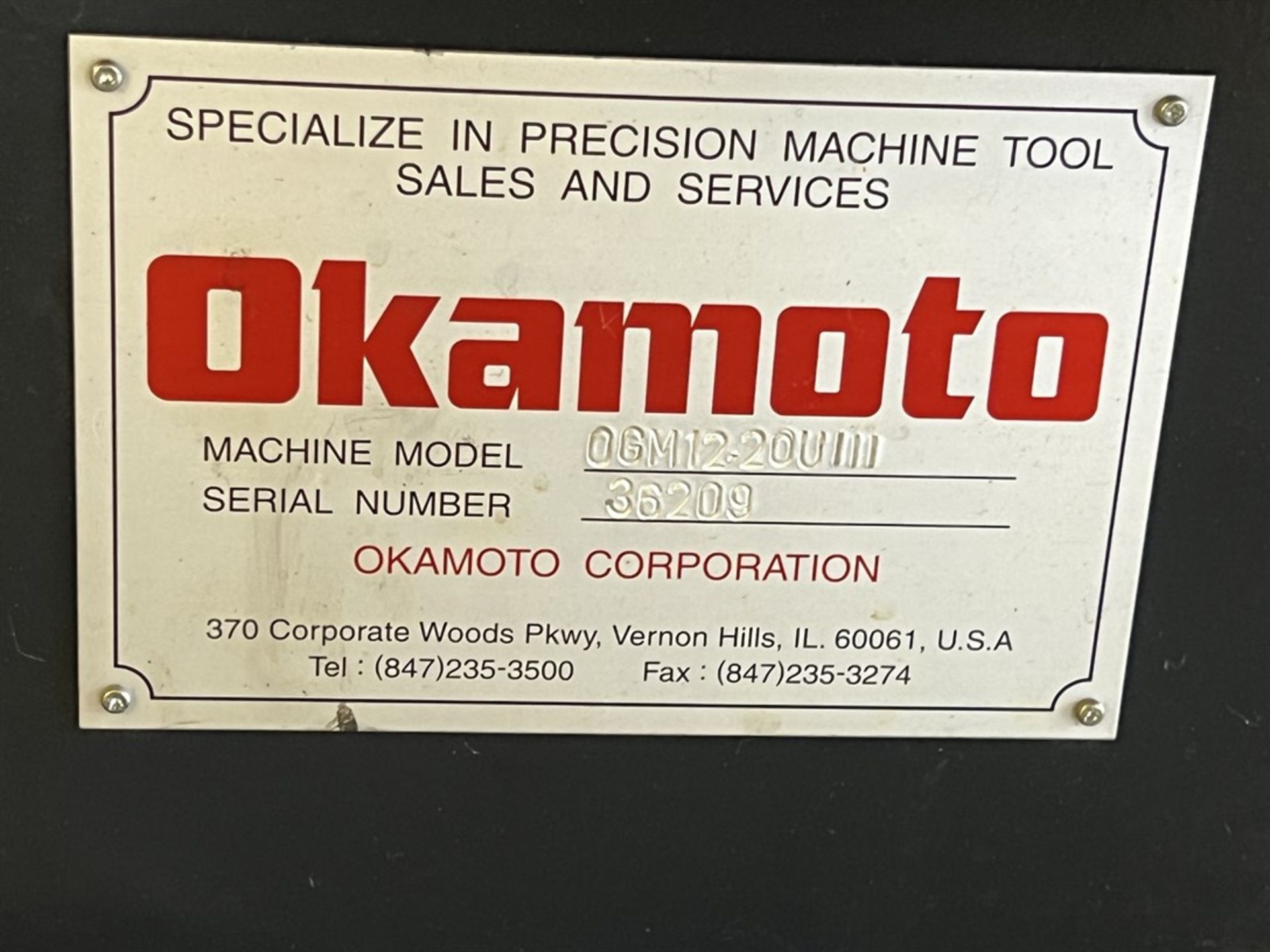 2016 OKAMOTO OGM 1220 UIII CNC Universal Grinder, s/n 36209, Okamoto Precision Control, 12" Swing, - Image 12 of 14
