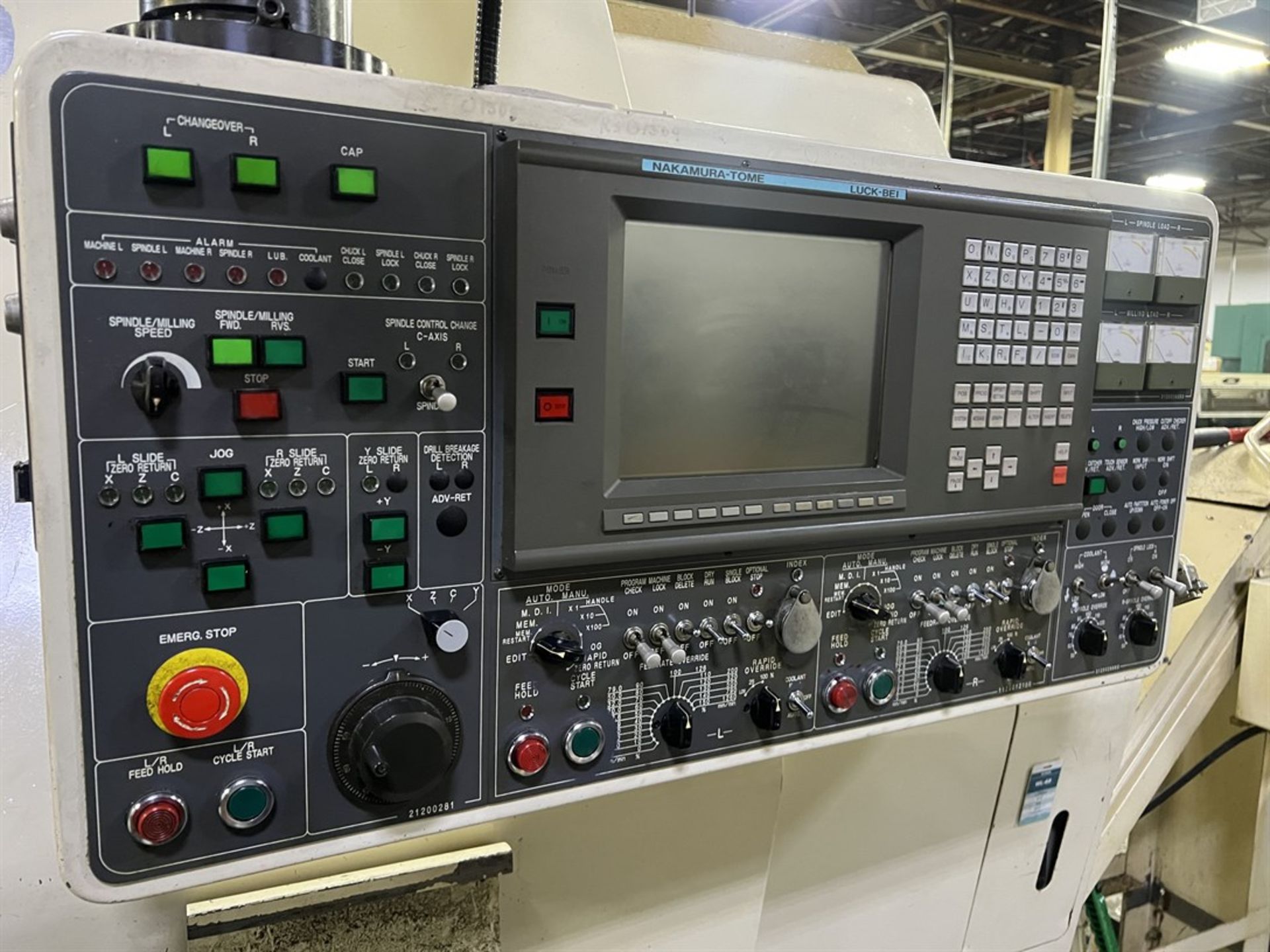 NAKAMURA-TOME TW-20 CNC Opposed Spindle Turning Center, s/n (2), Nakamura-Tome LUCK-BEI Controls, - Image 9 of 11