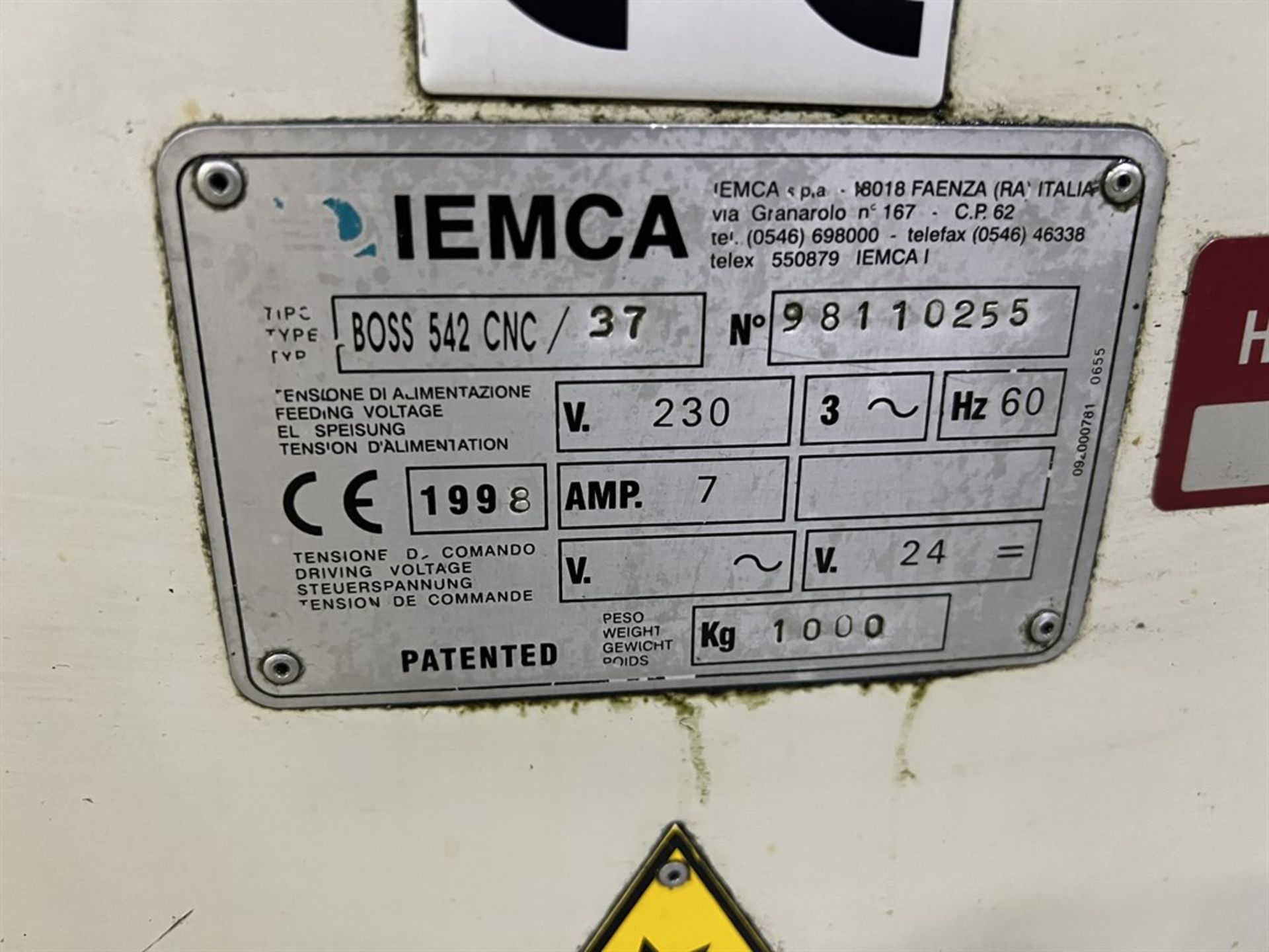 IEMCA Boss 542 CNC/ 37 Bar Feed s/n 98110255, 173" x 1.65" Capacity (A rigging and loading charge of - Image 6 of 6