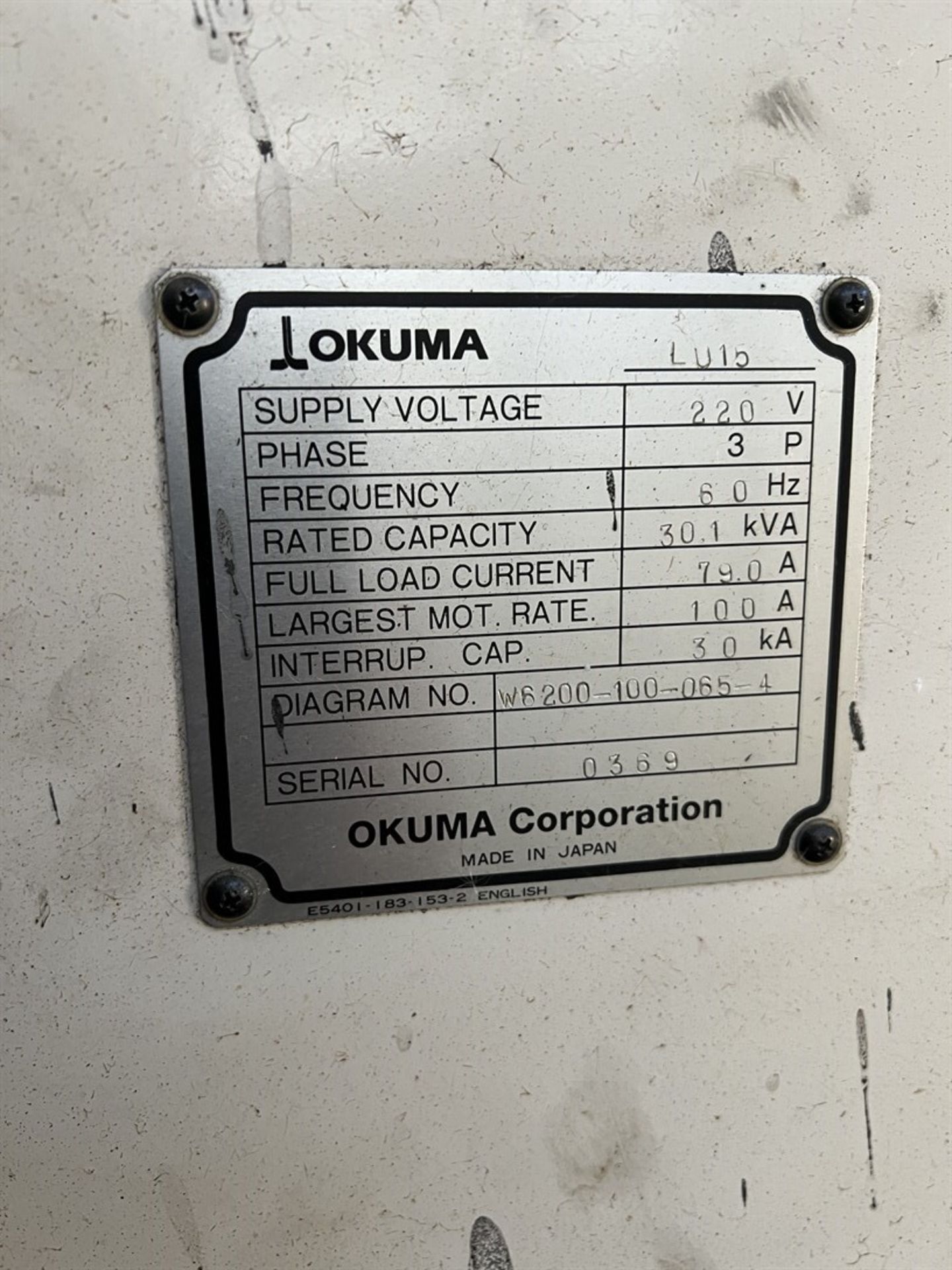 OKUMA LU-15 CNC Turning Center, s/n 0369, OSP-7000 Control, 8" 3-Jaw Chuck, 12-Position Upper - Image 8 of 8