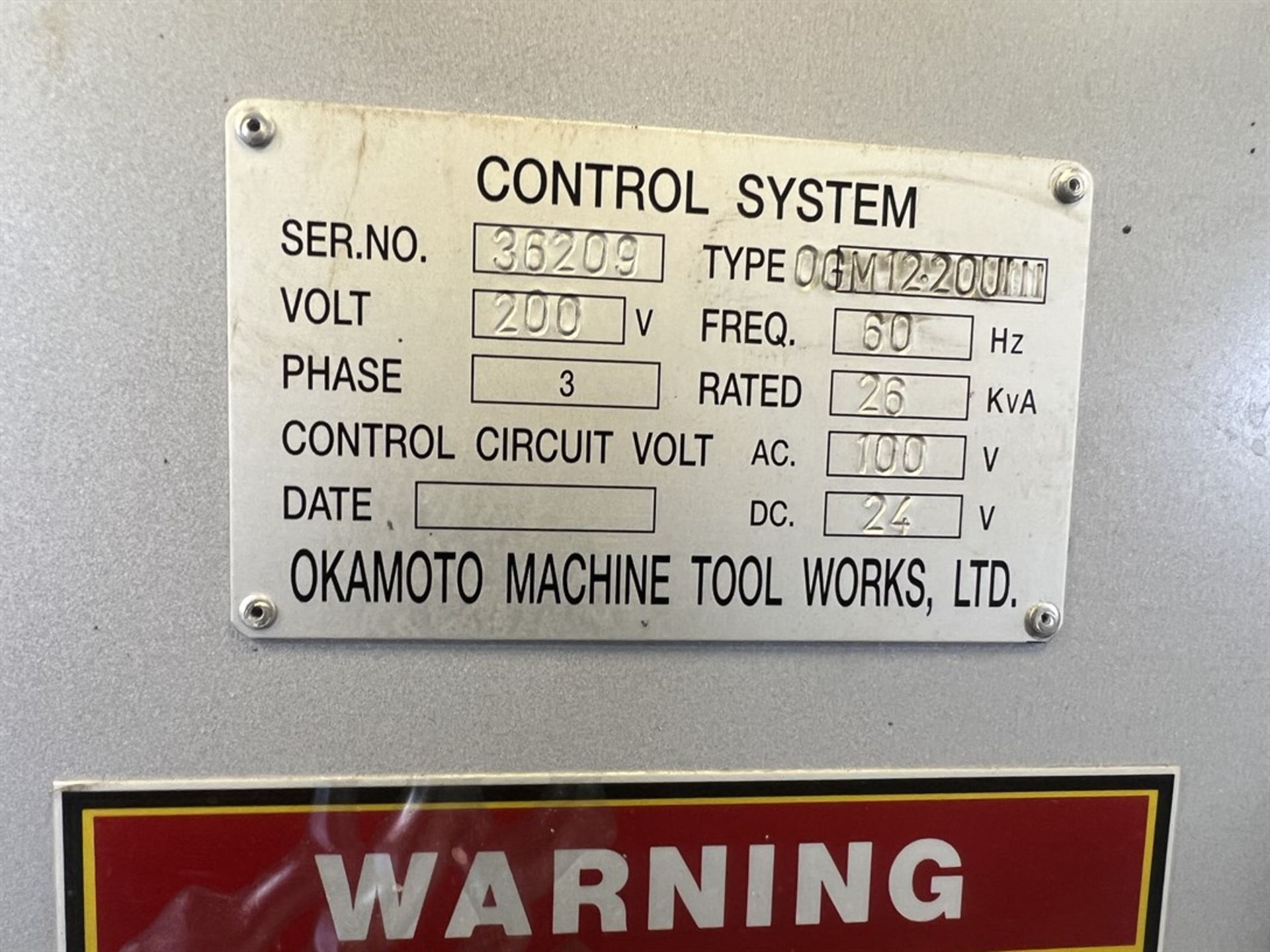 2016 OKAMOTO OGM 1220 UIII CNC Universal Grinder, s/n 36209, Okamoto Precision Control, 12" Swing, - Image 10 of 14