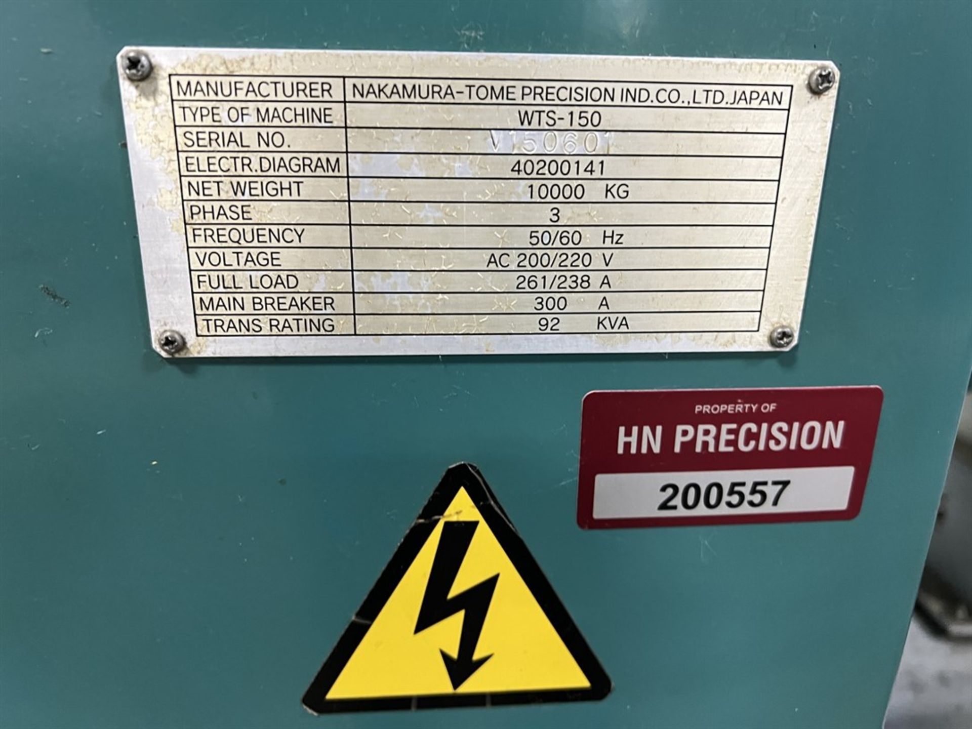 NAKAMURA-TOME WTS-150 CNC Turning Center, s/n V150601, Fanuc 16i-T Control, 12.20" Max Turning - Image 13 of 13