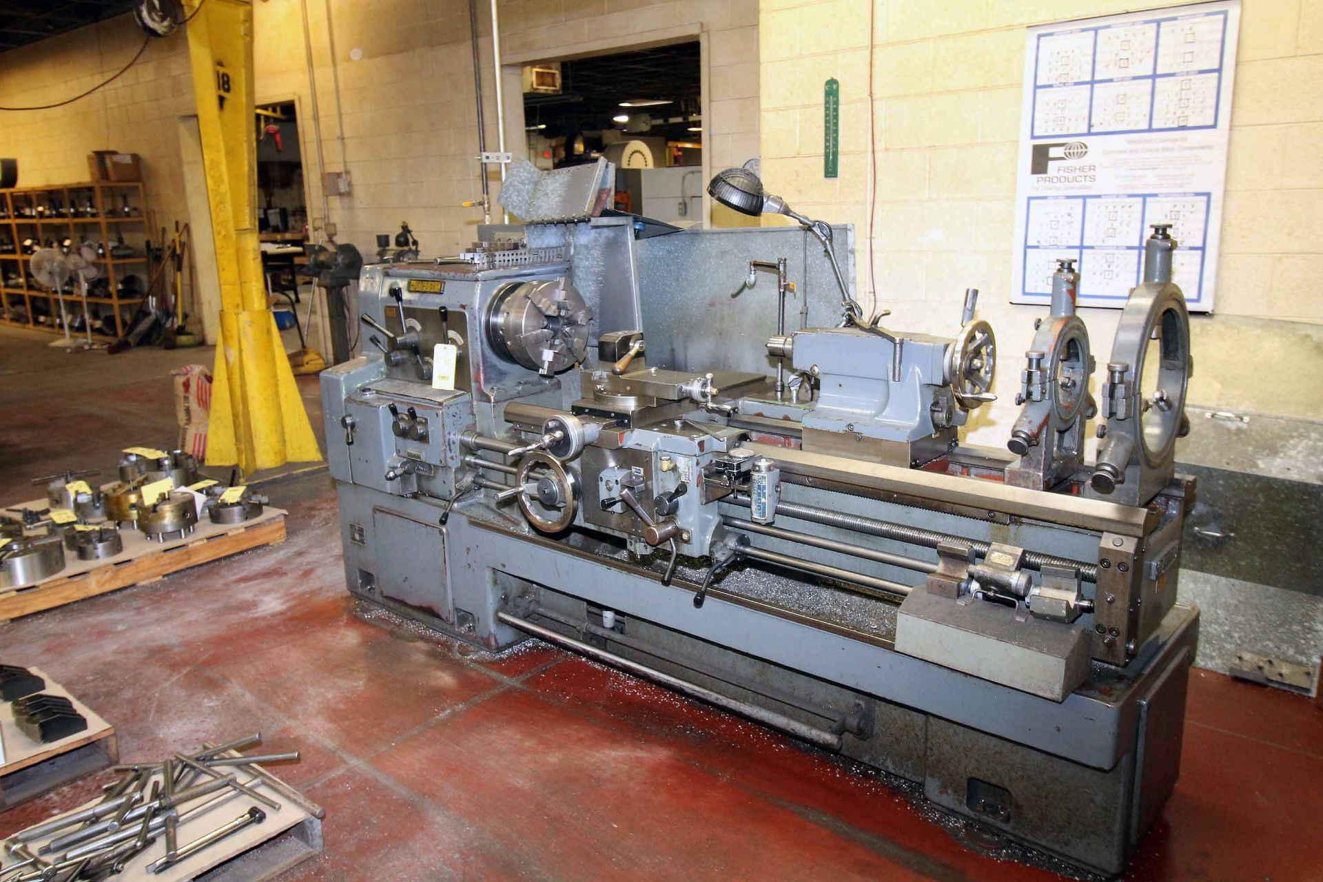 GAP BED ENGINE LATHE, WHACHEON MDL. 520X1500, 20” sw. over bed, 60” dist. btn. centers, (2) - Image 3 of 6
