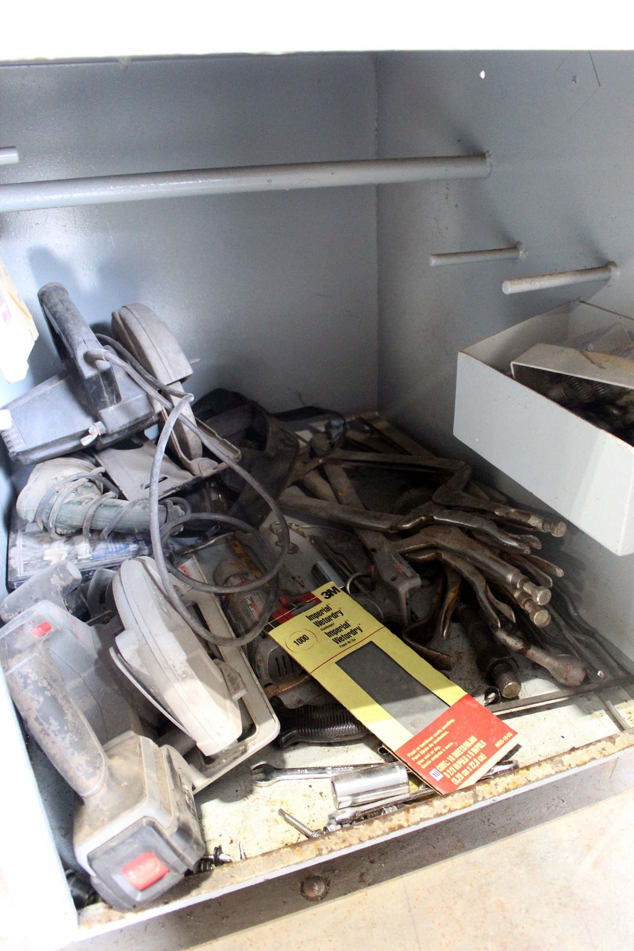 LOT OF HAND TOOLS, in cabinet (cabinet included) (Located at: Former Premises of Worldfab, 2626