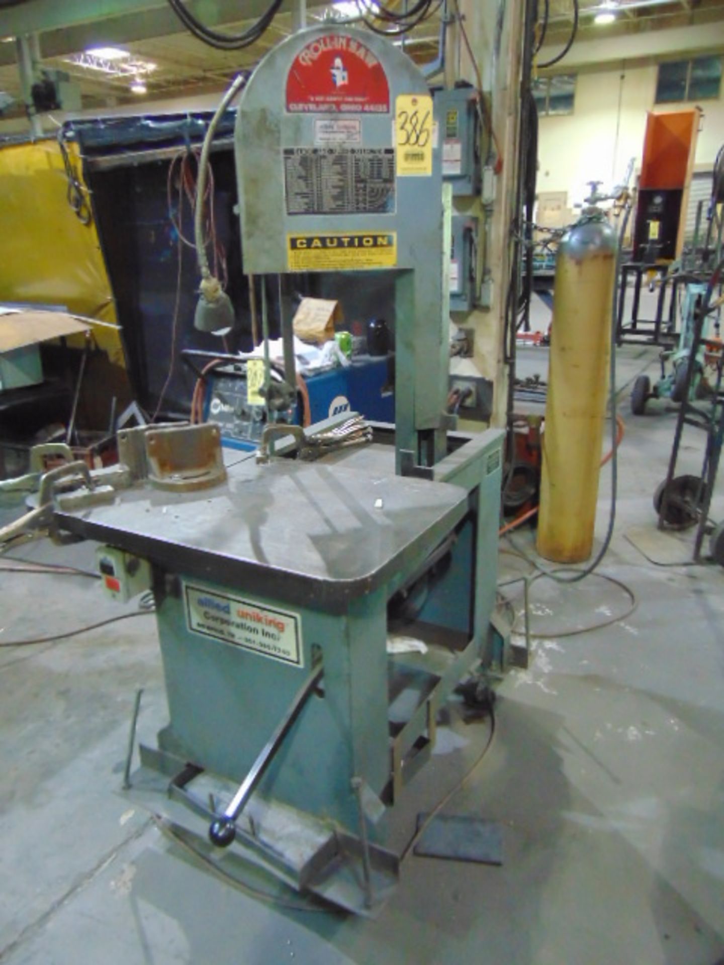 VERTICAL BANDSAW, ROLL-IN, wheeled base, S/N 94019EF