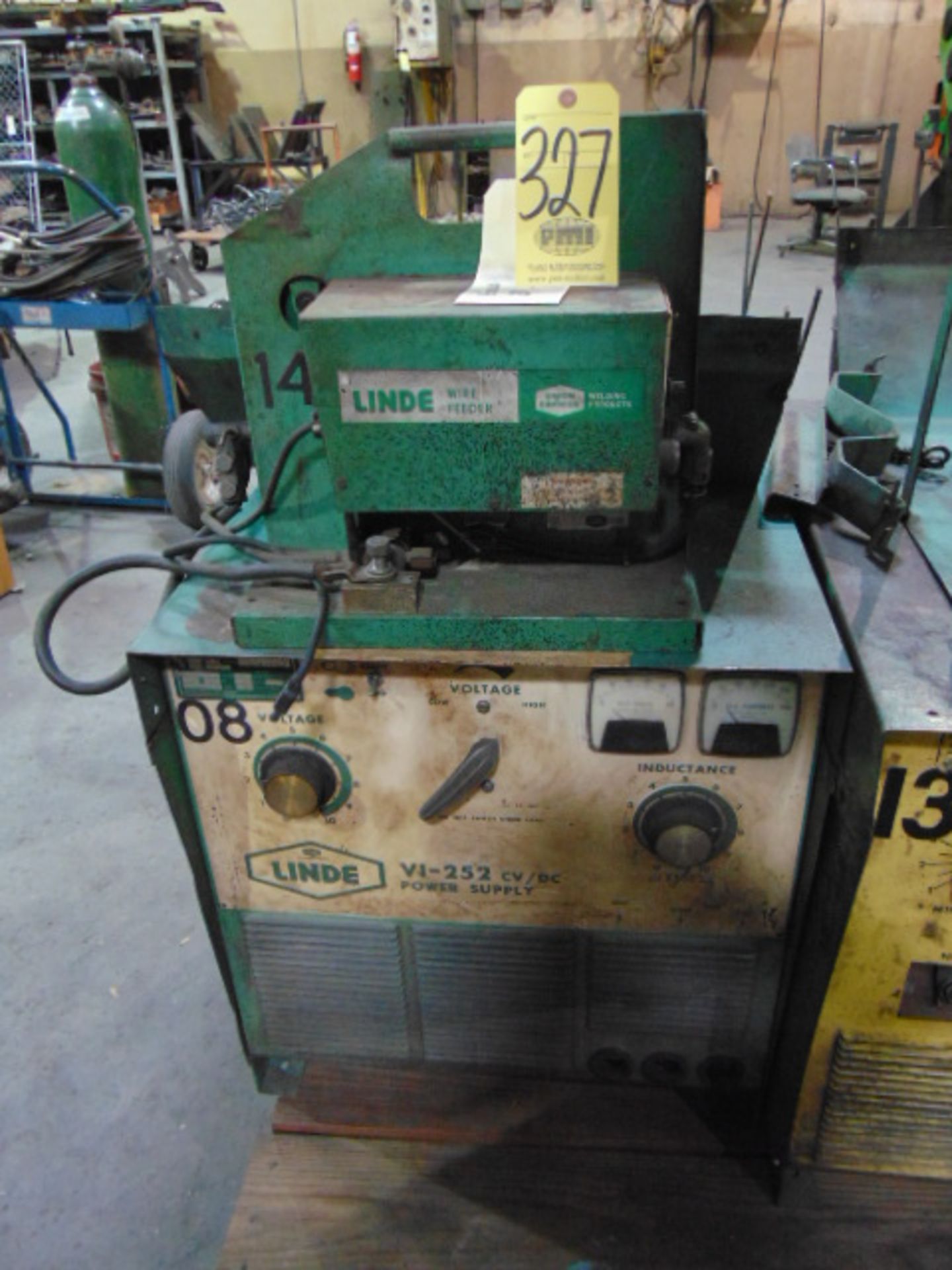 MIG WELDER, LINDE VI252 WELDING POWER SOURCE, 250 amps @ 37 v., 100% duty cycle. w/ wire feed (Note: