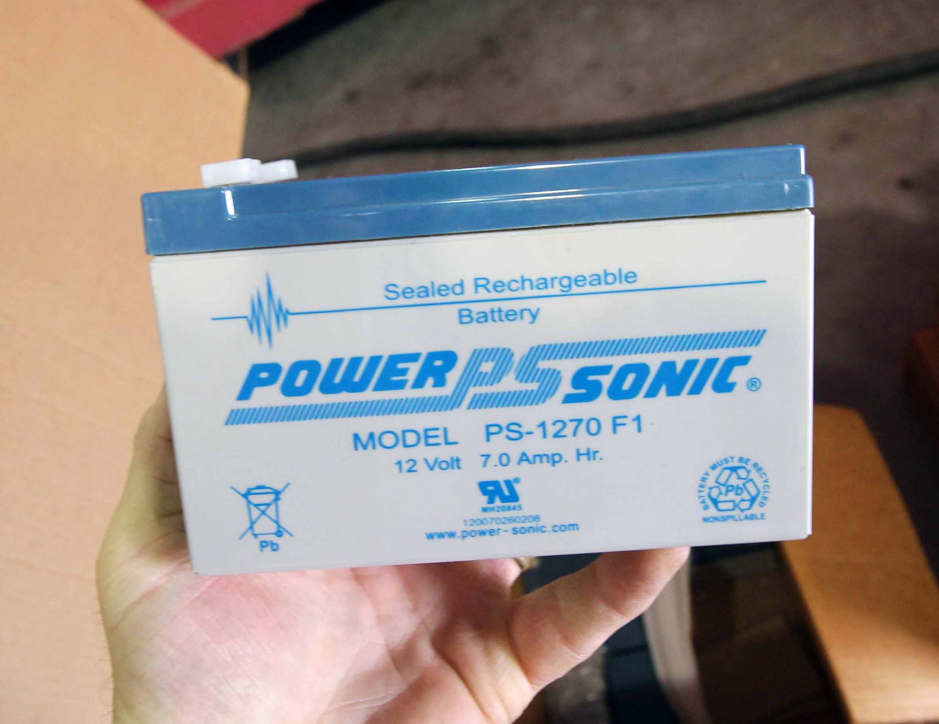 LOT OF SEALED RECHARGEABLE BATTERIES (6), POWERSONIC MDL. PS-1270 F1 12 VOLT 7.0 AMP HR. - Image 2 of 2