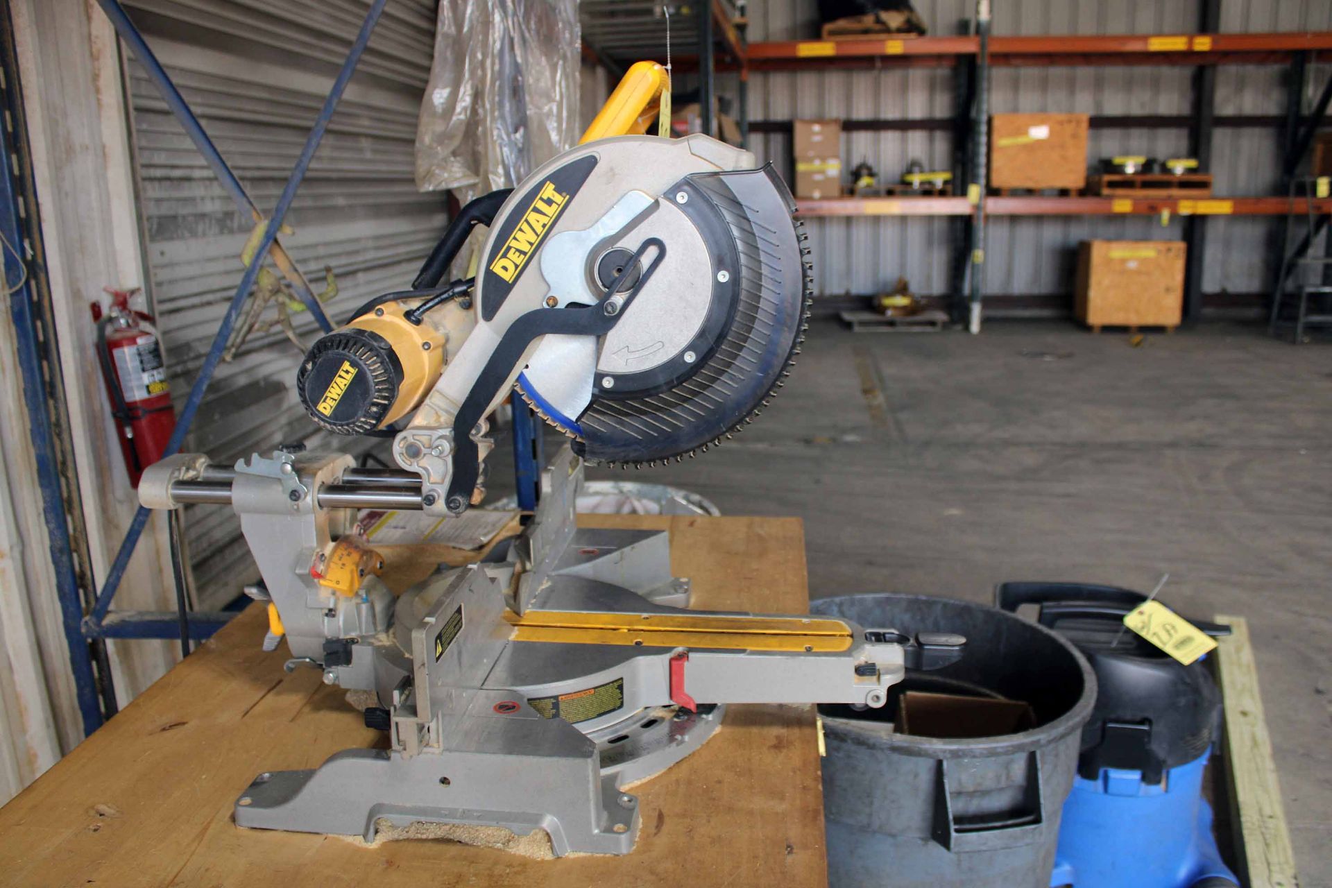 LOT CONSISTING OF: Dewalt miter saw, 12" dia., w/ table & Nilfisk Alto shop vac. (Located at: Emco - Image 3 of 5