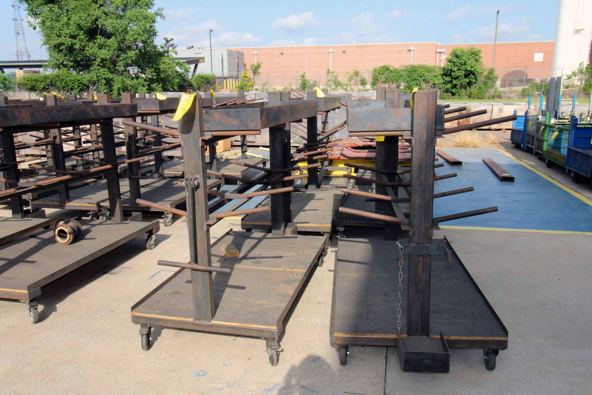 LOT OF STEEL HEAVY PIPE TROLLEYS (6), 34" x 60" x 57"ht. (Located at: Emco Wheaton USA, Inc., 9111