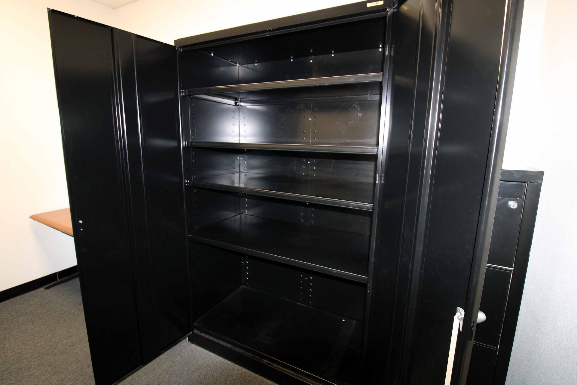 LOT CONTENTS OF STORAGE ROOM: (2) 4-drawer horizontal file cabinets, (1) 2-door cabinet, 24" x 48" x - Image 4 of 4