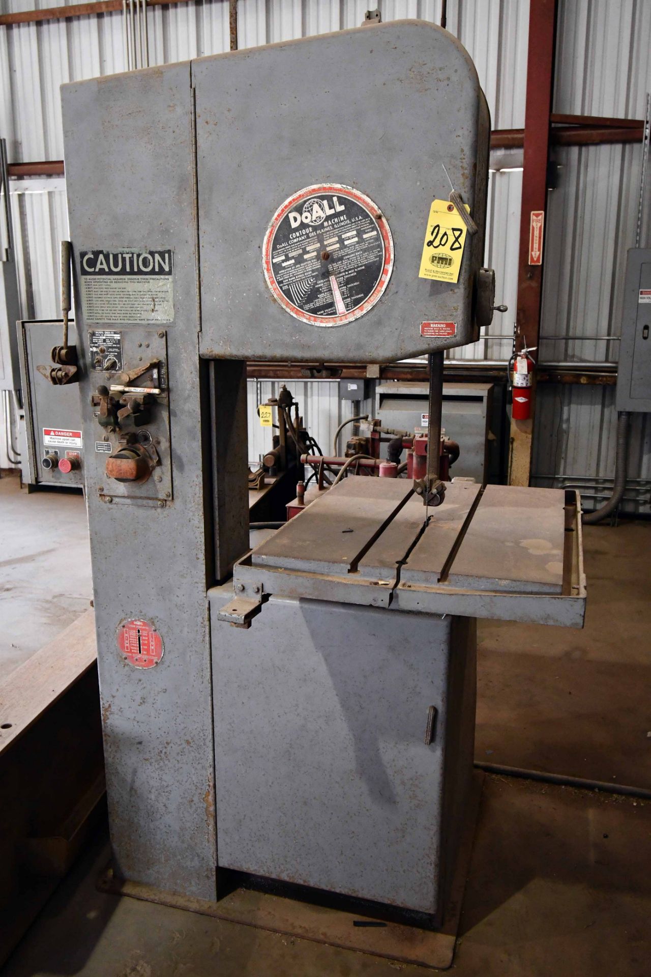 VERTICAL BANDSAW, DOALL MDL. 2012-1A, 24” x 30-1/2” titling table, 154”L. blade, 20” throat, S/N