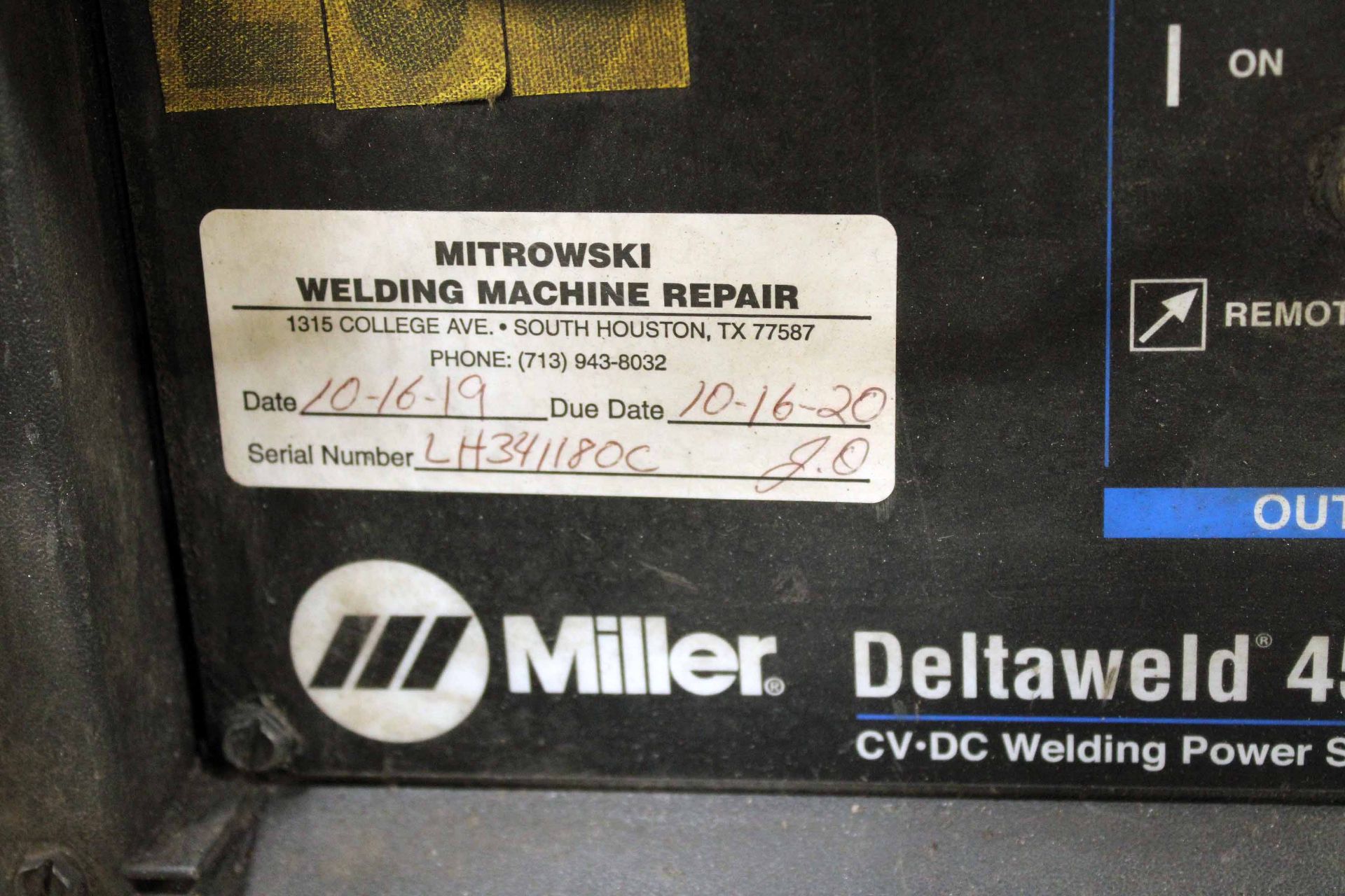 WELDING MACHINE, MILLER DELTAWELD MDL. 452, new 2007, Miller 70 Series dual wire feeder, S/N - Image 6 of 6