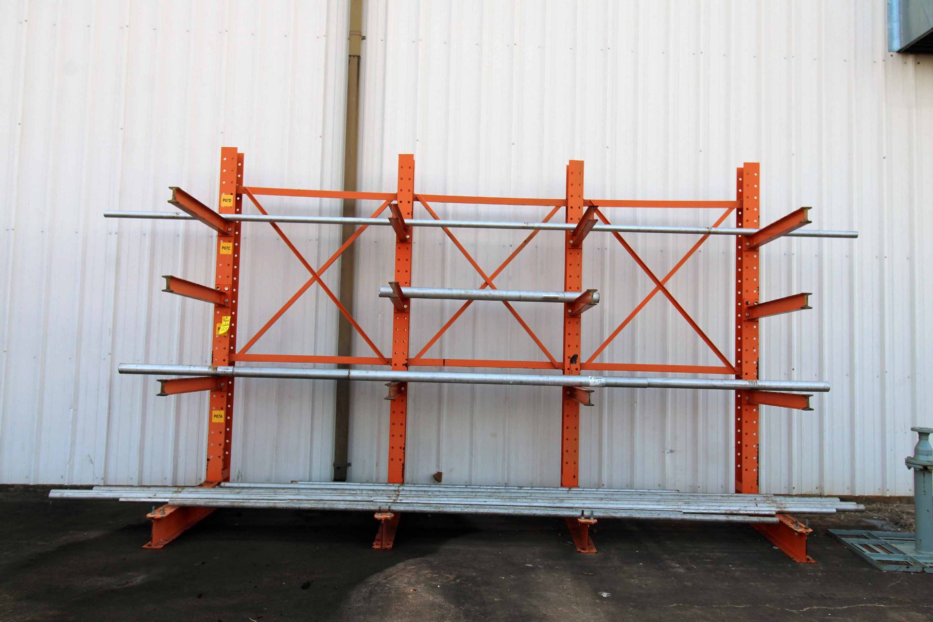 LOT OF CANTILEVER RACK SECTIONS (4): (2) w/ 4' arms x 15'W. x 10'ht., (2) w/ 4' arms x 10'W. x 10'
