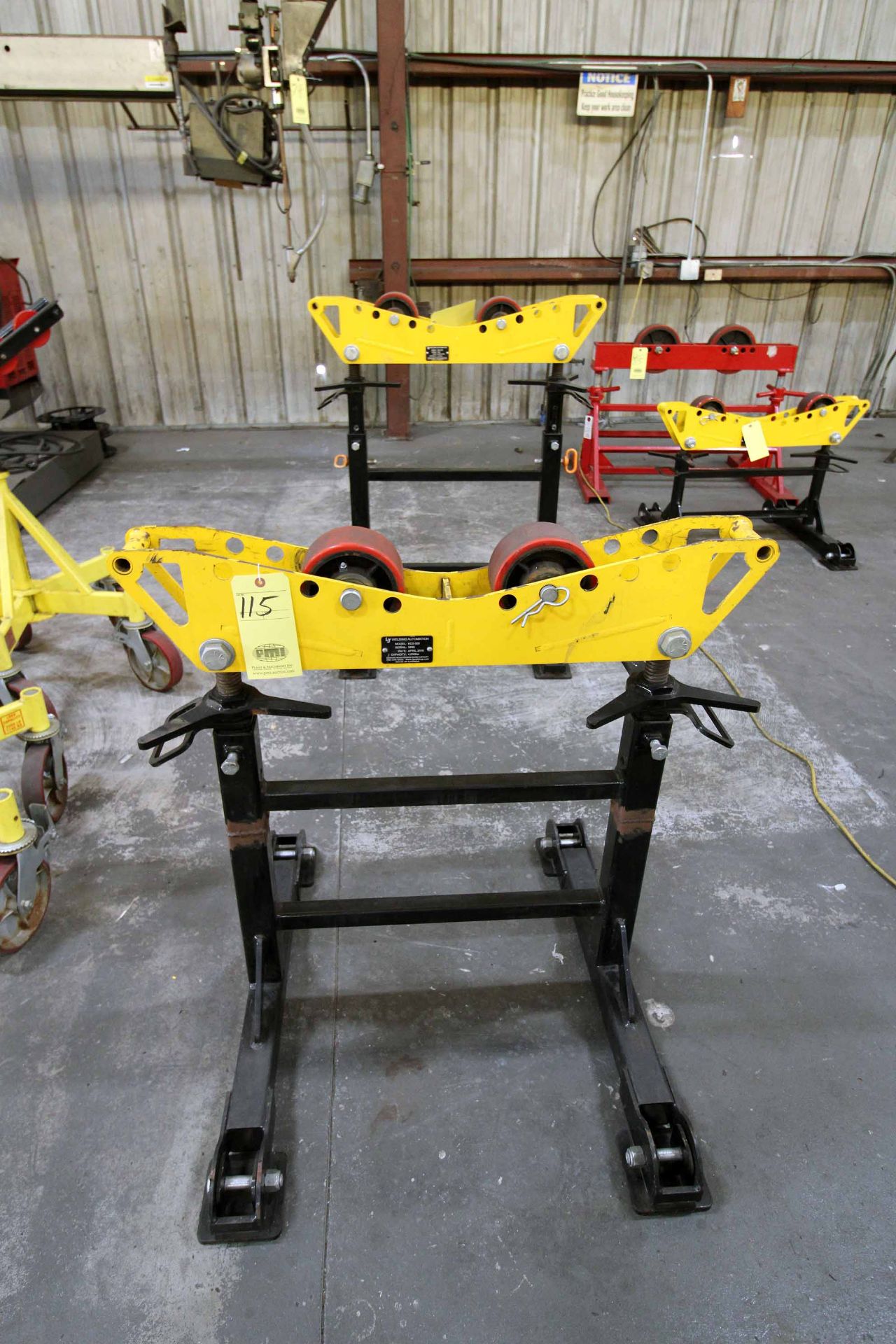 LOT OF PORTABLE ADJUSTABLE PIPE ROLLER STANDS (4): (3) LJ welding automation & (1) B&B, 4,000 to 8,