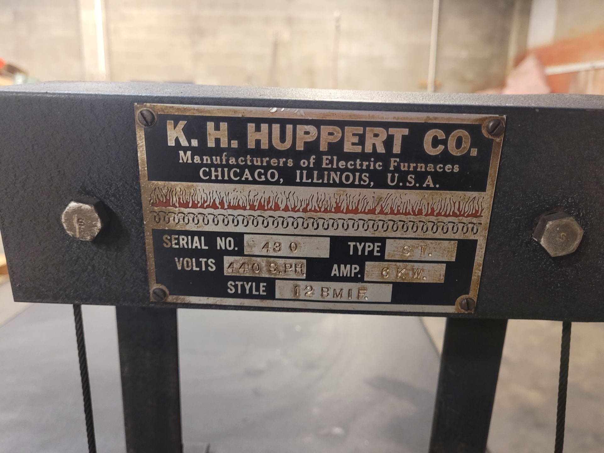 K. H. HUPPERT CO. ELECTRIC FURNACE VOLTS: 440 SPH. AMP: 6 KW, STYLE: 12BMIF, TYPE: ST. (Packing & - Image 3 of 8