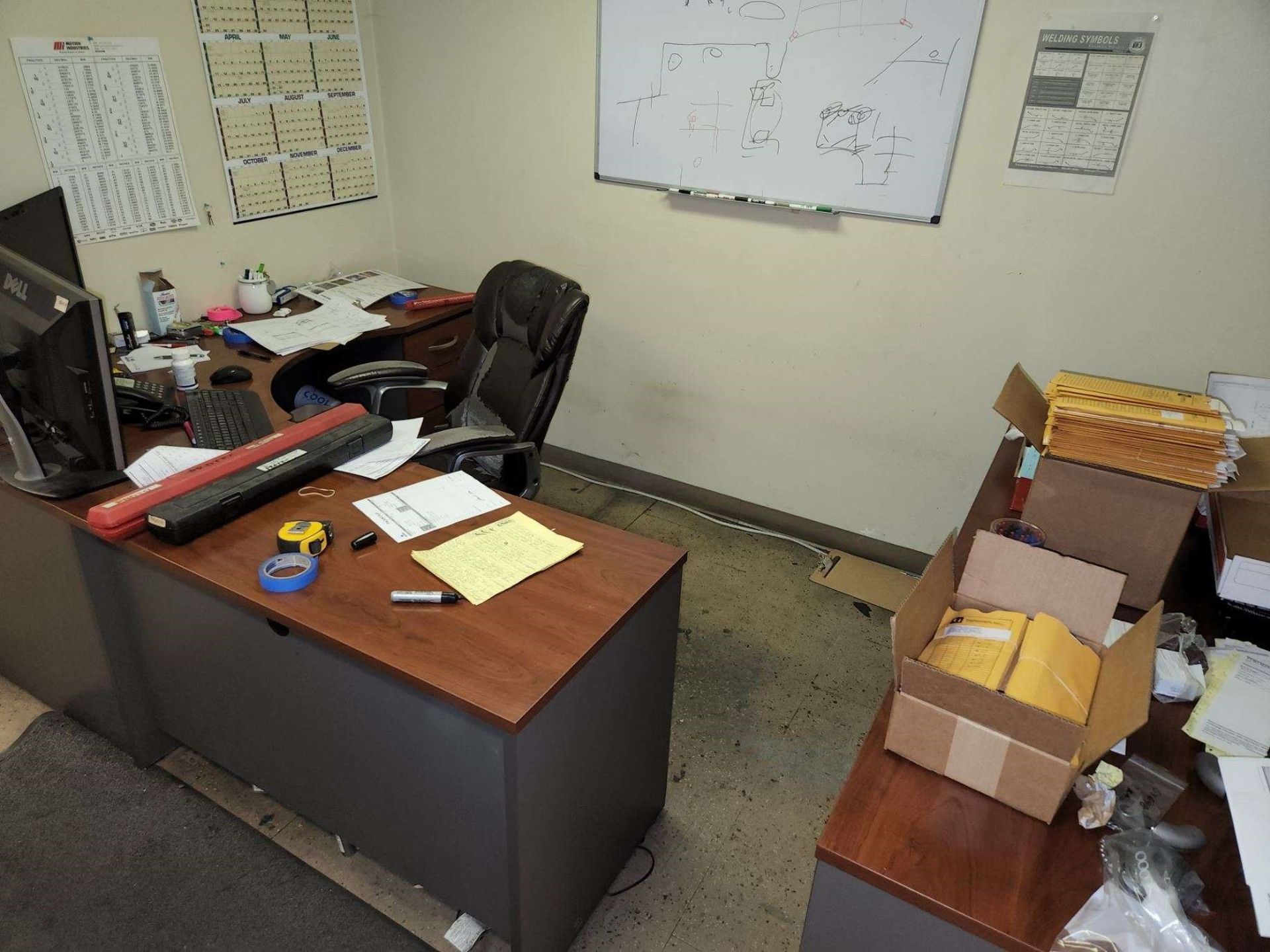 LOT CONTENTS OF SHIPPING & RECEIVING OFFICE: desks, file cabinets, chairs, etc. (computers not