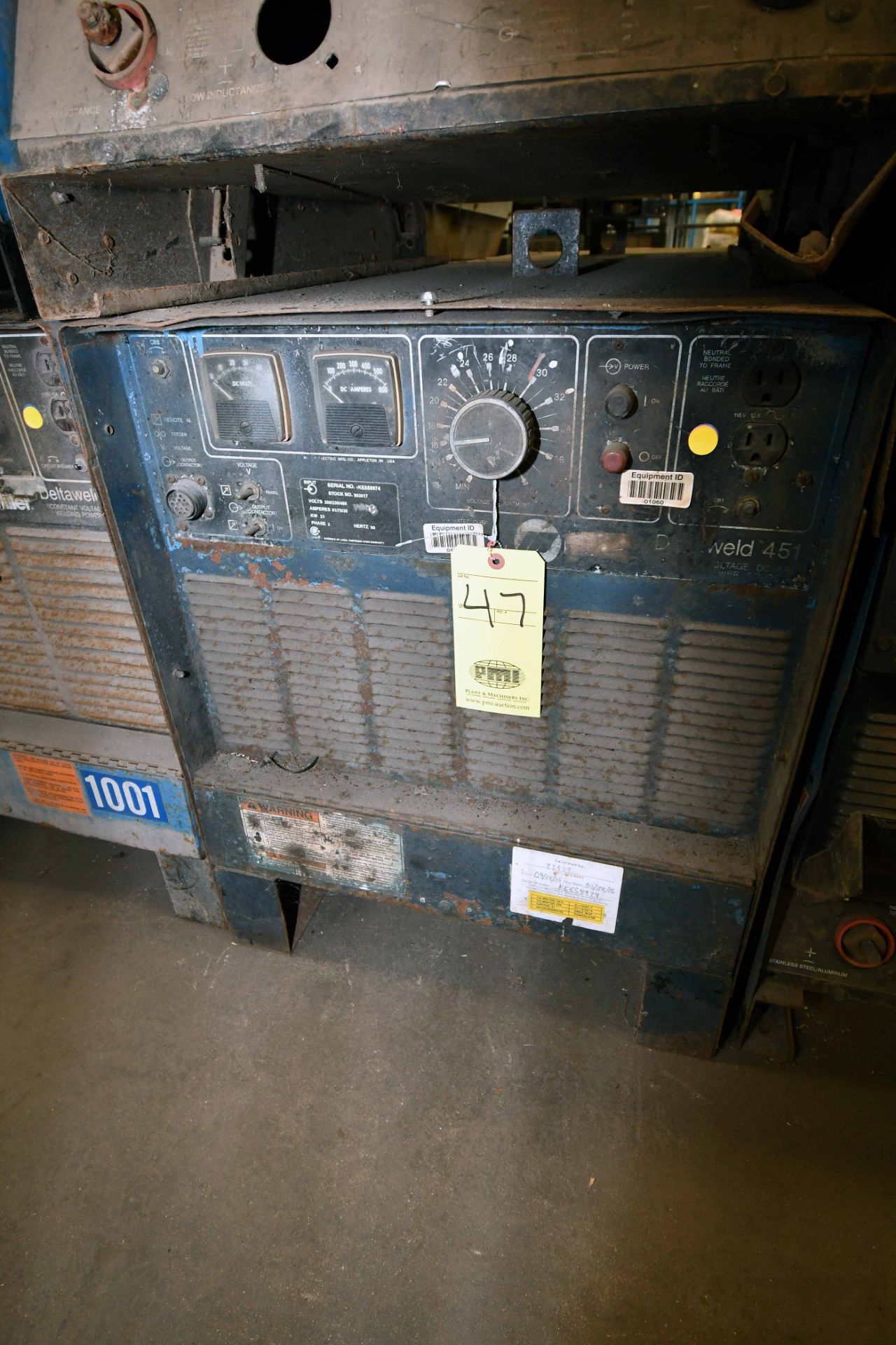 WELDING POWER SOURCE, MILLER DELTAWELD 451, new 1994, 460 v., 35 amp @ 100% duty cycle, S/N