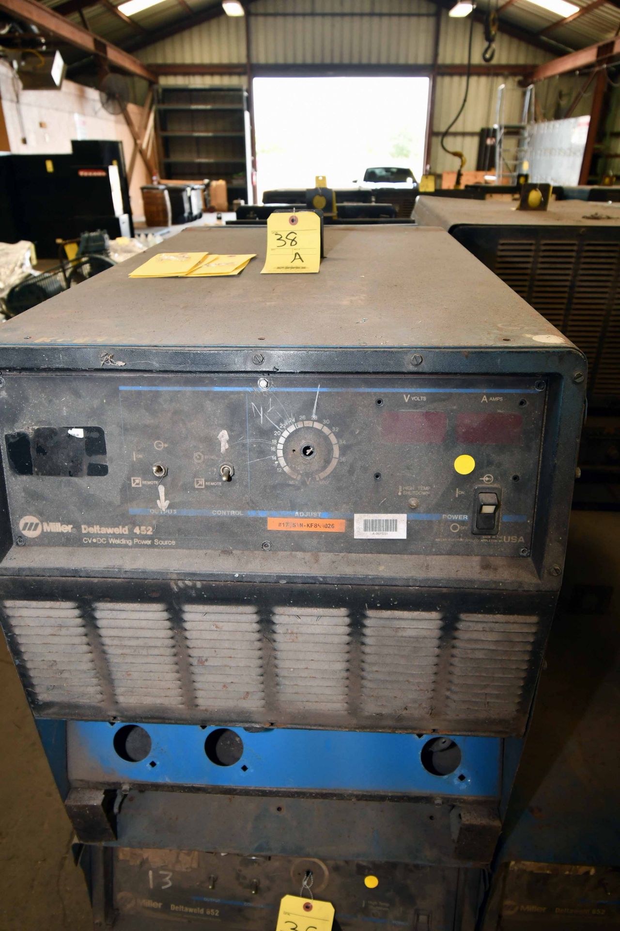 WELDING POWER SOURCE, MILLER DELTAWELD 452, new 1995, S/N KF899026 (Note: in need of repair)