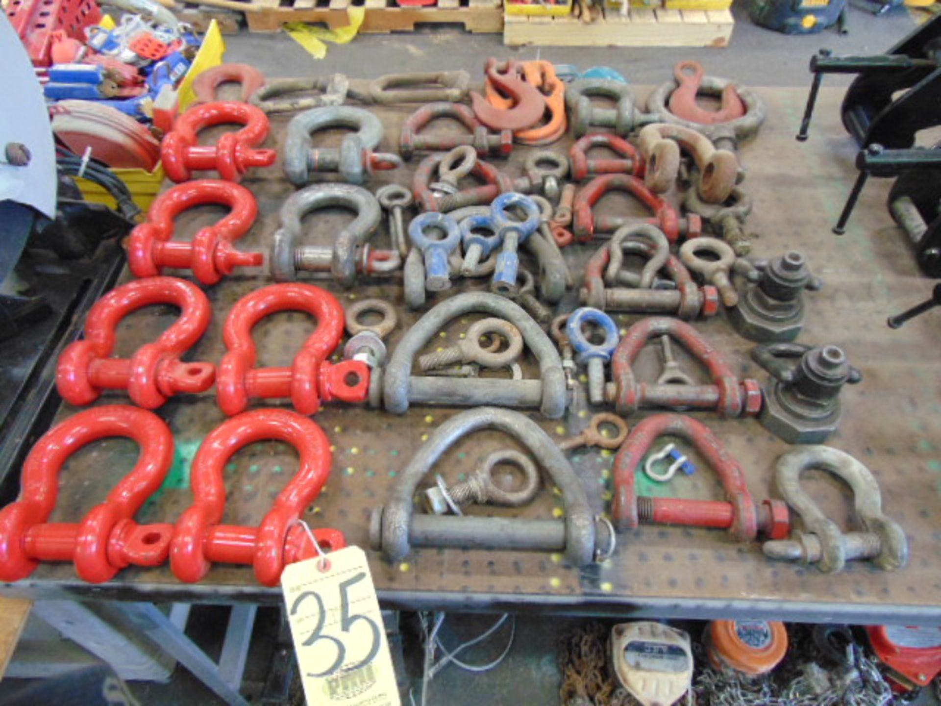 LOT OF SHACKLES & EYE BOLTS, assorted