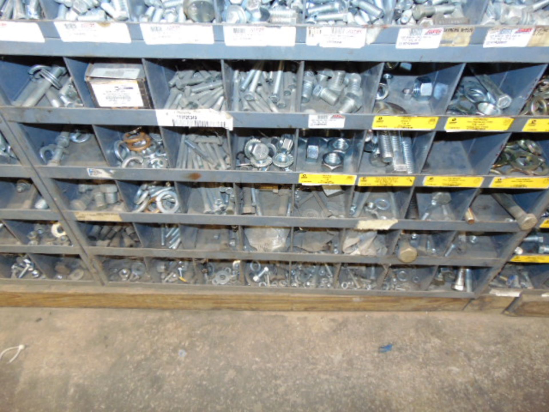 LOT OF NUTS & BOLTS, w/ (7) pigeon hole cabinets, assorted - Image 7 of 15