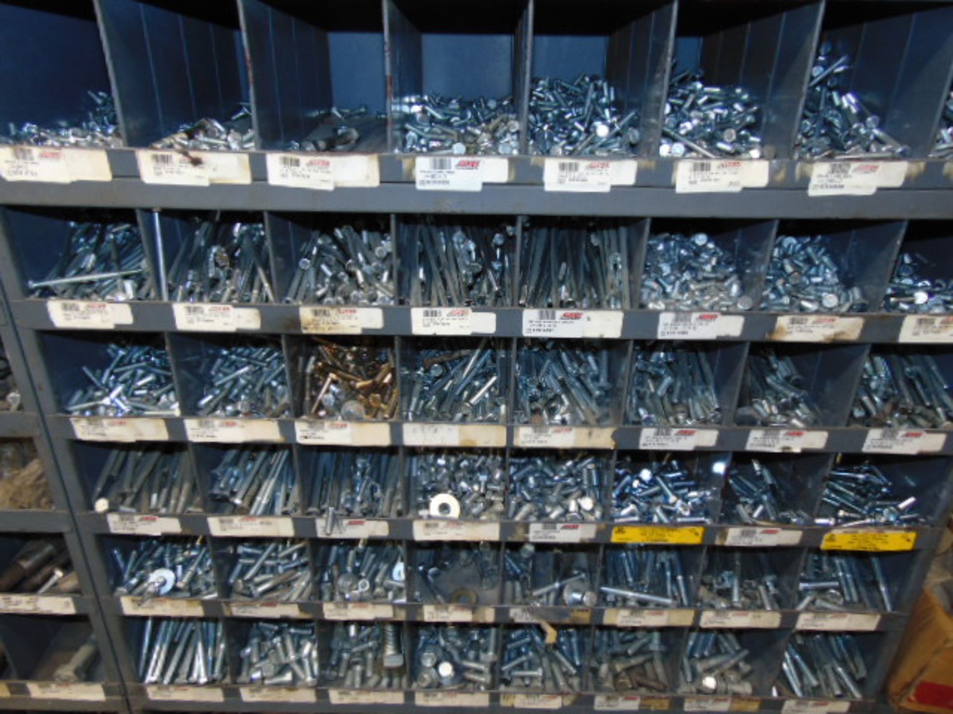 LOT OF NUTS & BOLTS, w/ (7) pigeon hole cabinets, assorted - Image 8 of 15