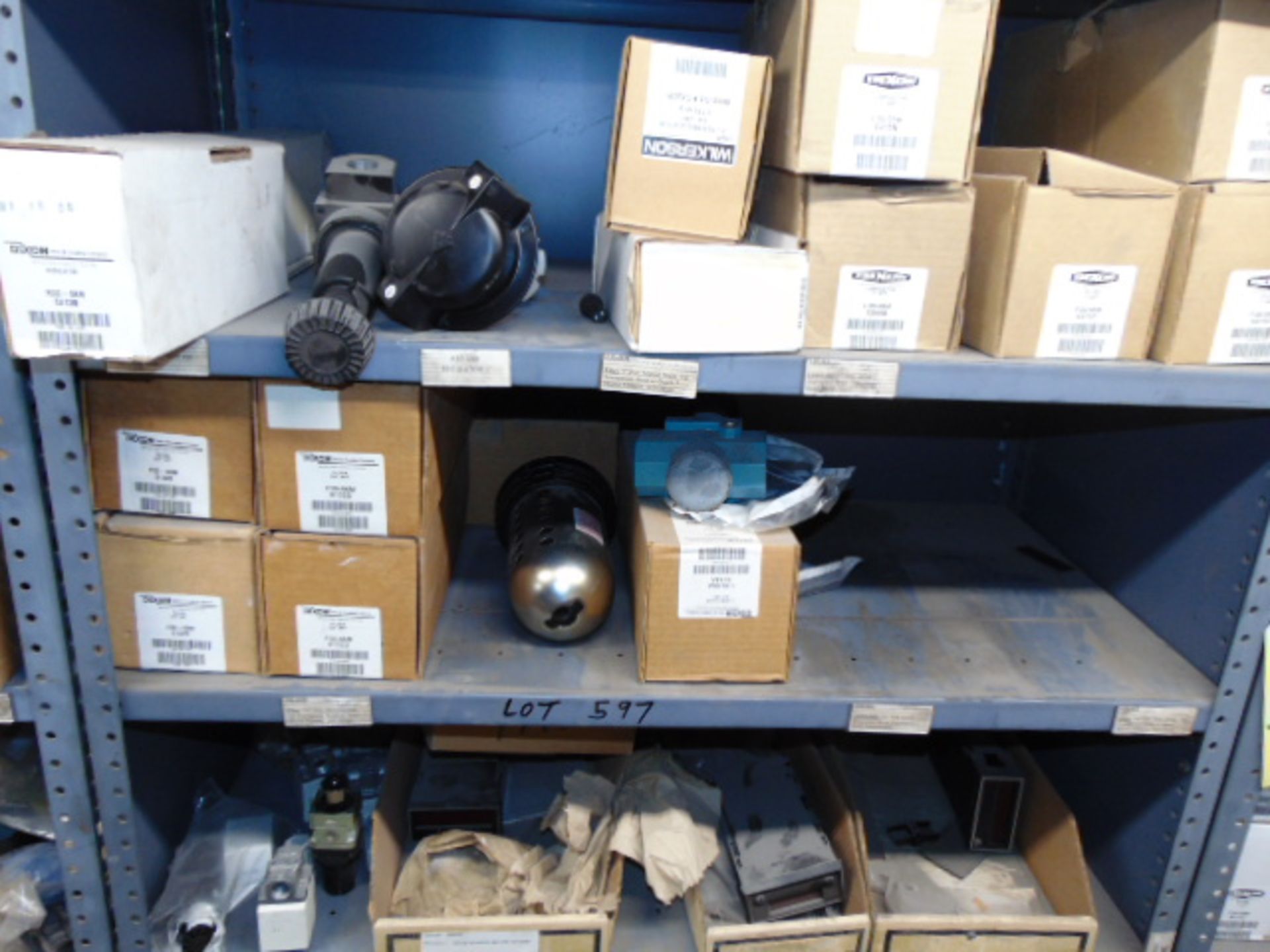 LOT OF IN LINE AIR FILTERS & DRAINS, assorted (in two sections of shelving) (No shelving) - Image 3 of 4