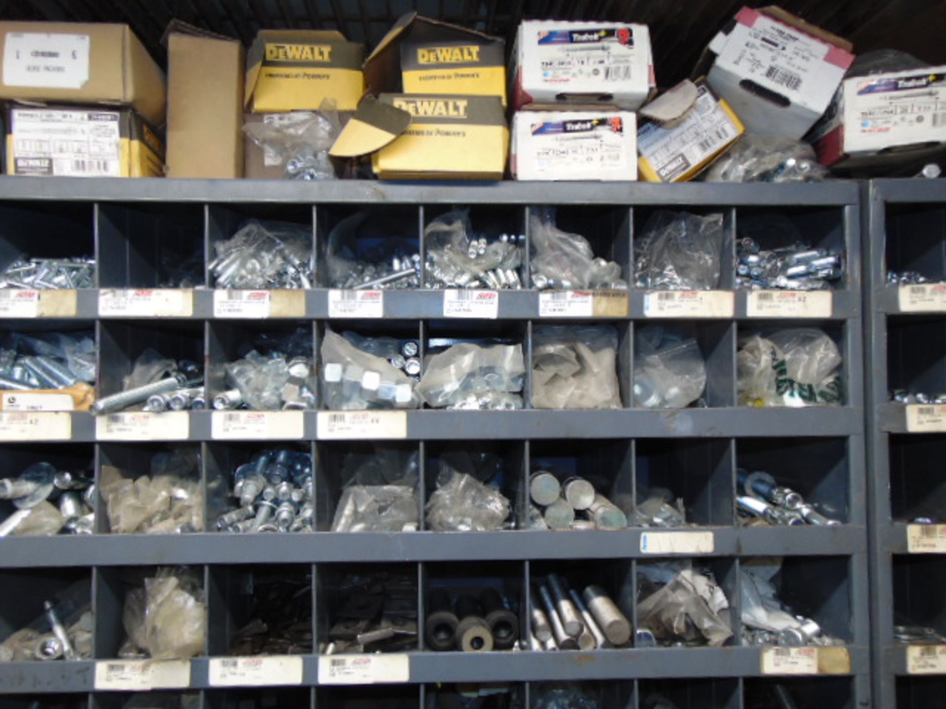 LOT OF NUTS & BOLTS, w/ (7) pigeon hole cabinets, assorted - Image 12 of 15