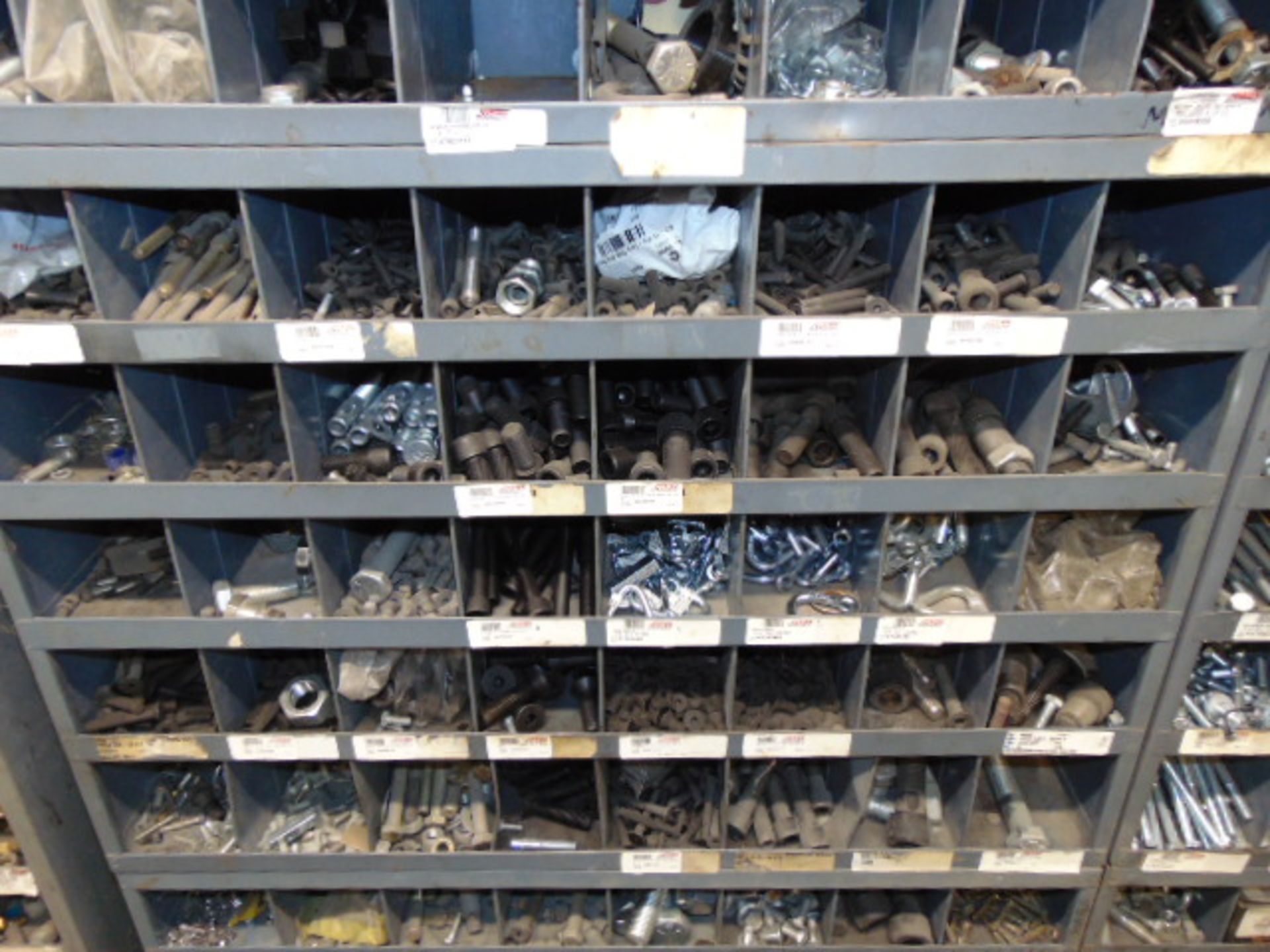 LOT OF NUTS & BOLTS, w/ (7) pigeon hole cabinets, assorted - Image 11 of 15