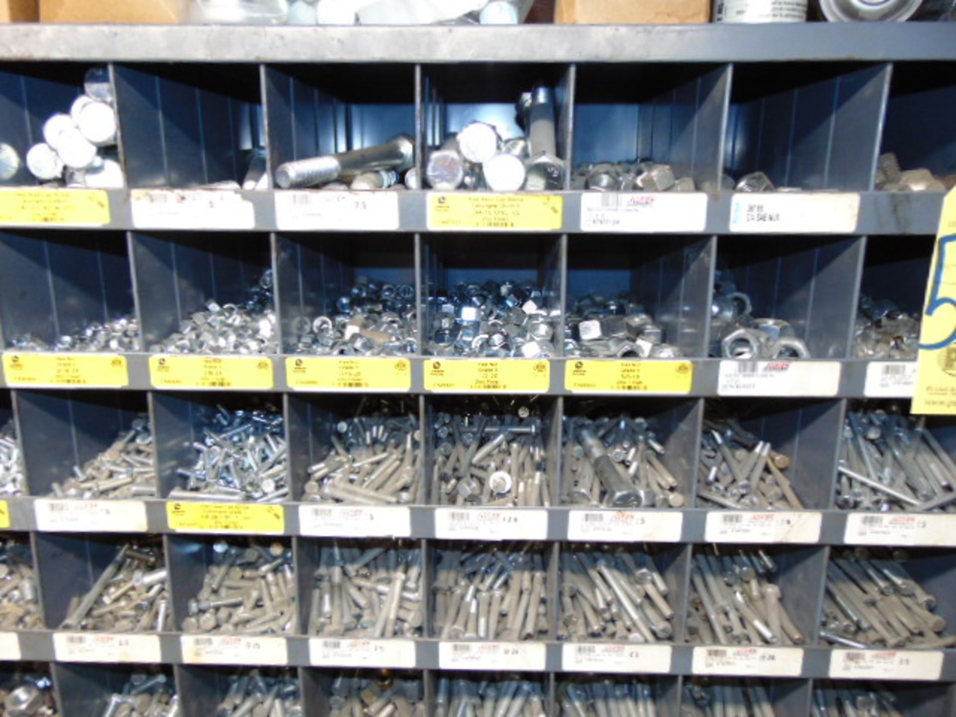 LOT OF NUTS & BOLTS, w/ (7) pigeon hole cabinets, assorted - Image 5 of 15