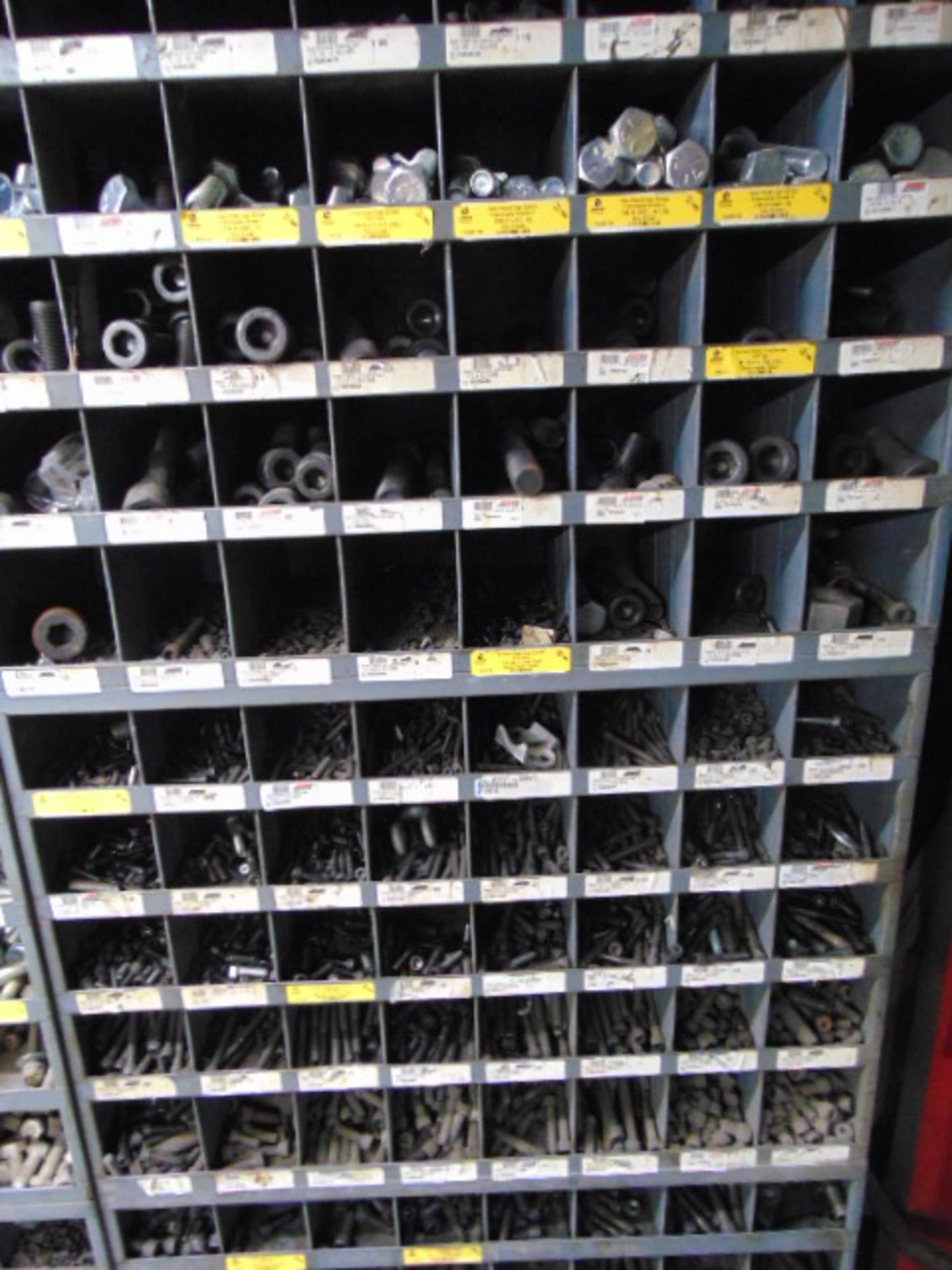 LOT OF NUTS & BOLTS, w/ (7) pigeon hole cabinets, assorted - Image 2 of 15
