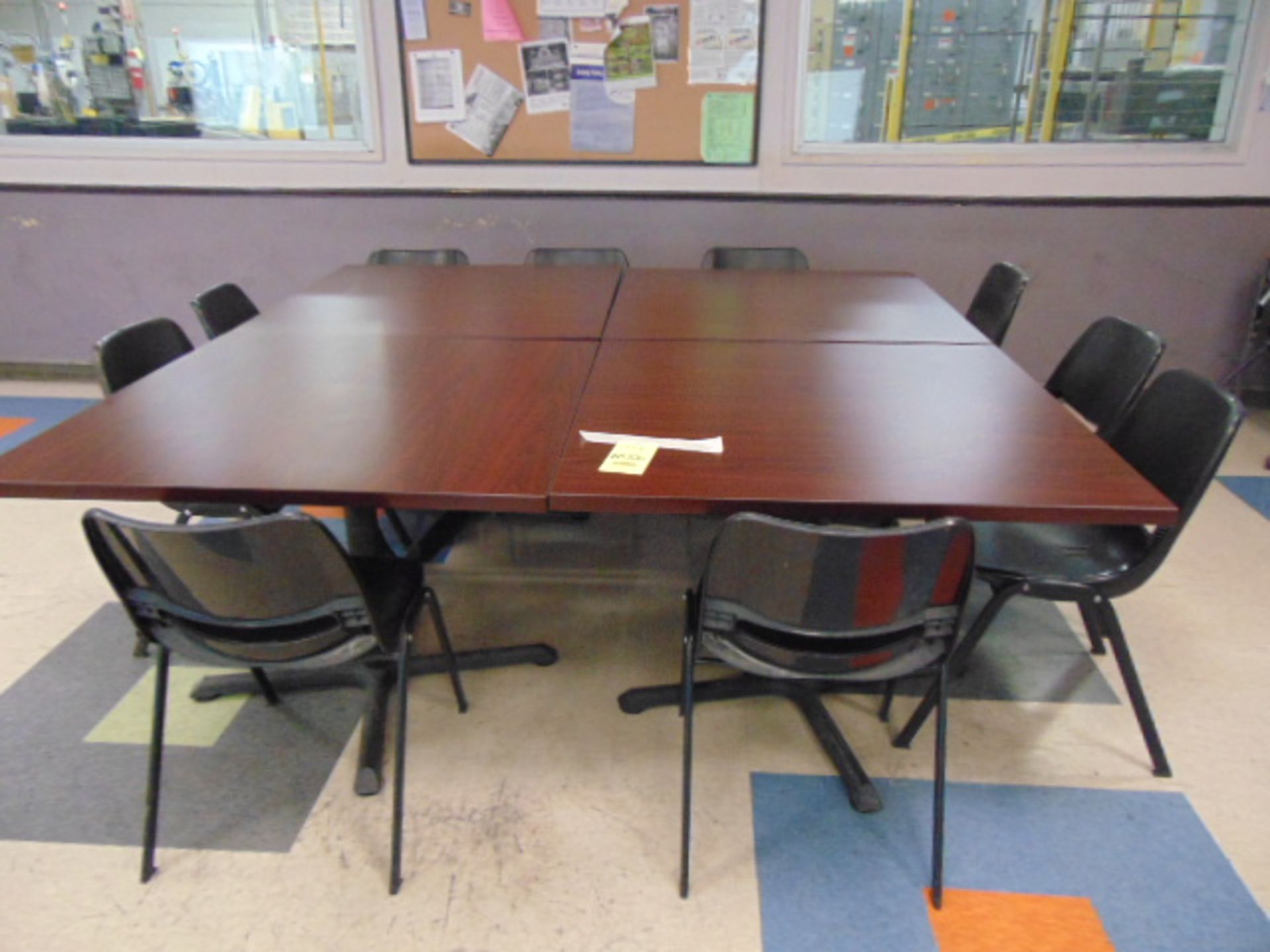 LOT CONSISTING OF: (4) 41" x 41" lunch room tables, (10) chairs (Lunch room area)