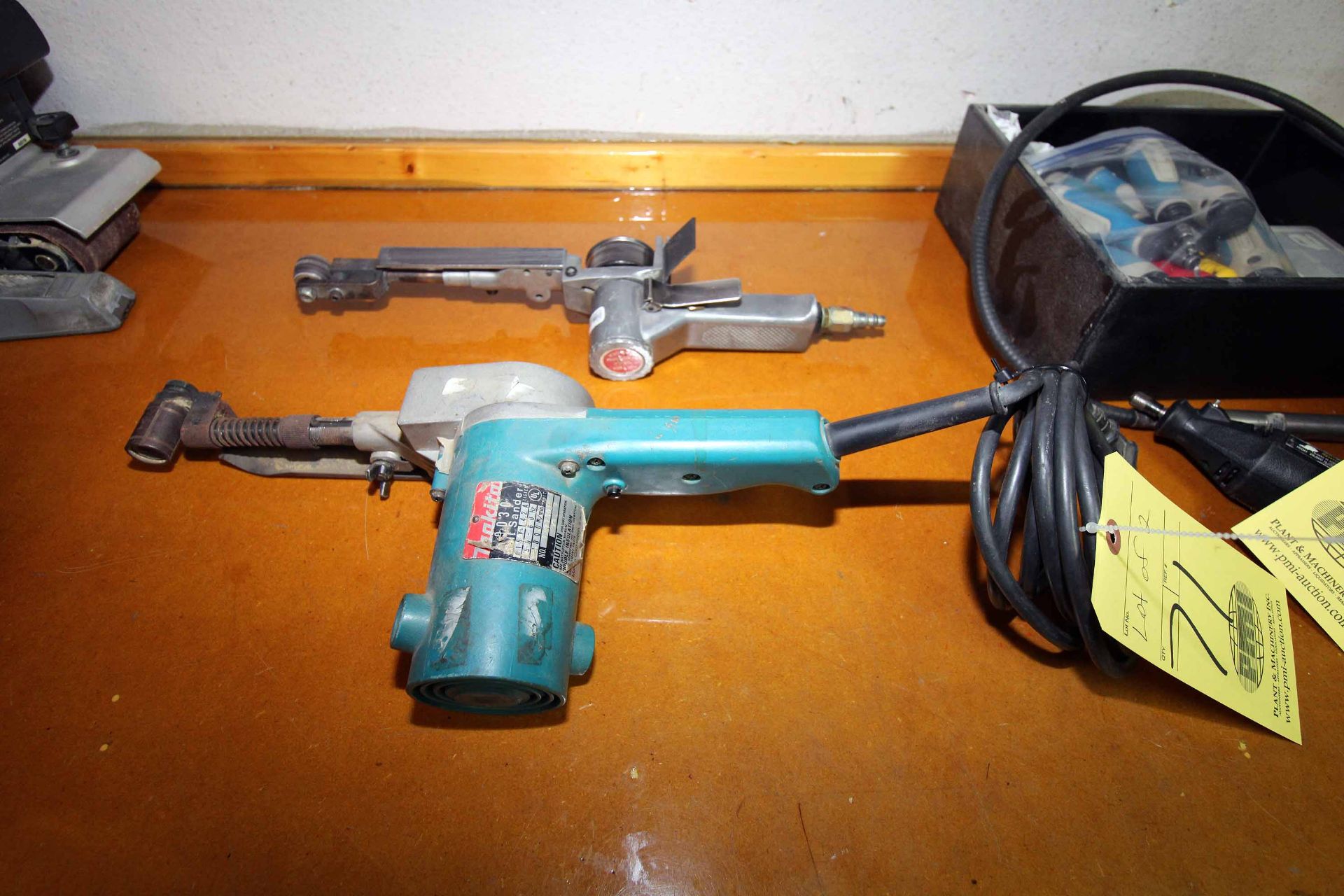 LOT OF BELT SANDERS: (1) Makita Mdl. 9030 electric & Air Tool 20" pneumatic (Located at: Offshore