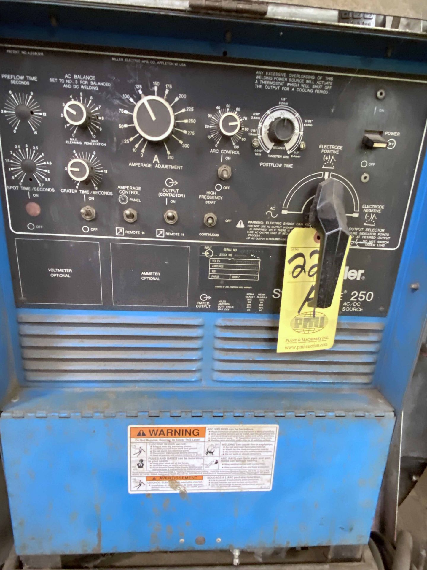WELDING MACHINE, MILLER SYNCROWAVE 250, S/N KA879218 (Located at: Summit Seals, 750 Archie Street, - Image 4 of 4