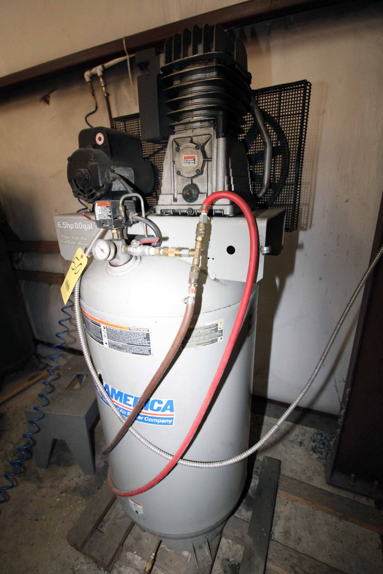 AIR COMPRESSOR, AIR AMERICAN, 6-1/2 HP motor, 80 gal., 2-stage, 175 PSI max. (Located at: Offshore - Image 3 of 3