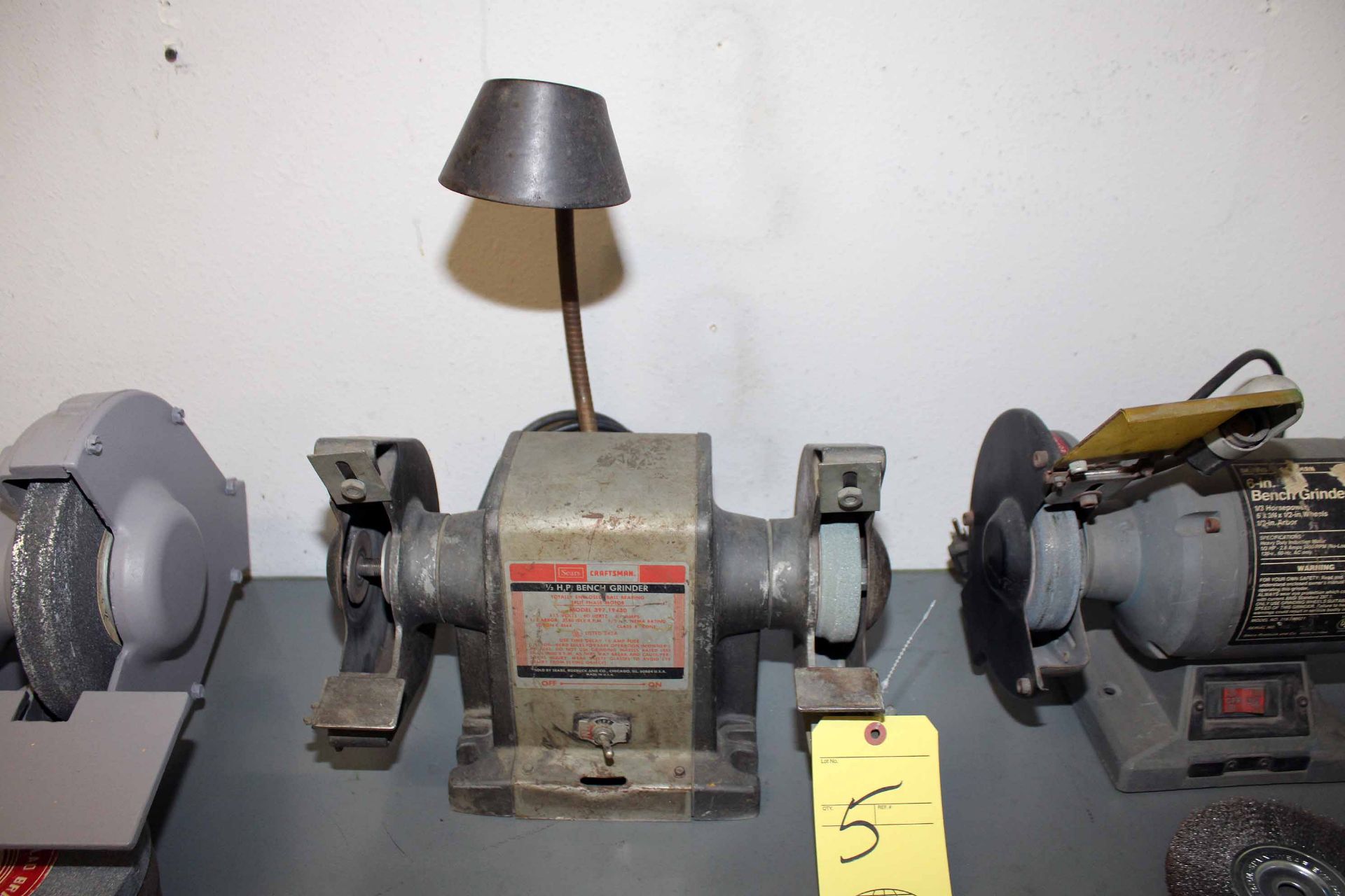 BENCH GRINDER, CRAFTSMAN MDL. 397.19430, 6", 1/2 HP, 1/2" dia. arbor (Located at: Offshore