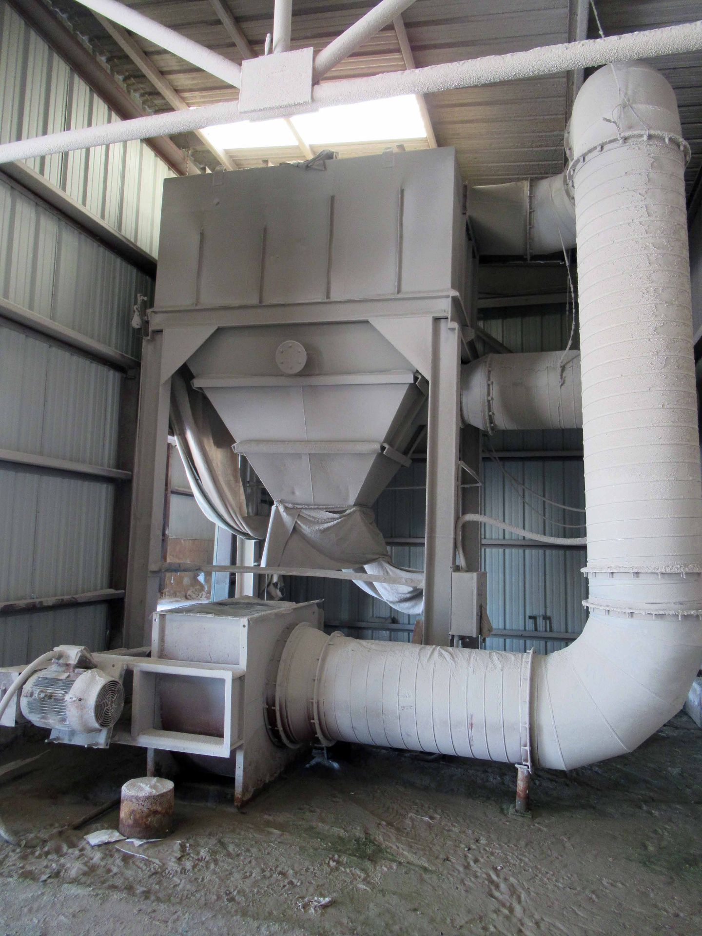 DUST COLLECTION SYSTEM, blower, hopper & associated ducting (Located at: Hallmark Industrial Supply,