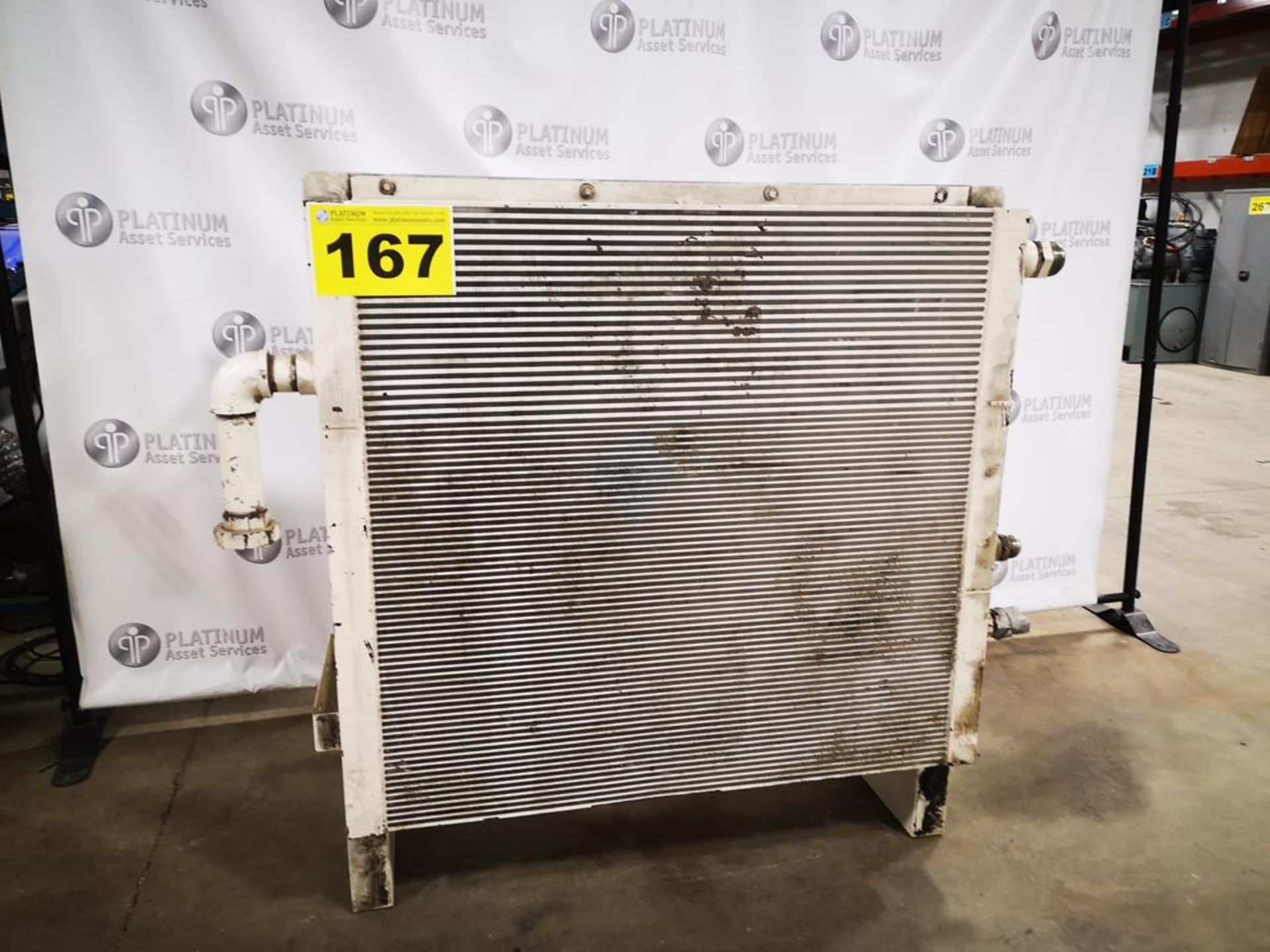 HEAT EXCHANGER, ALUMINUM RADIATOR MOUNTED TO STEEL FRAME 48" X 44" DUAL 2" INLET / OUTLET, NO FAN OR