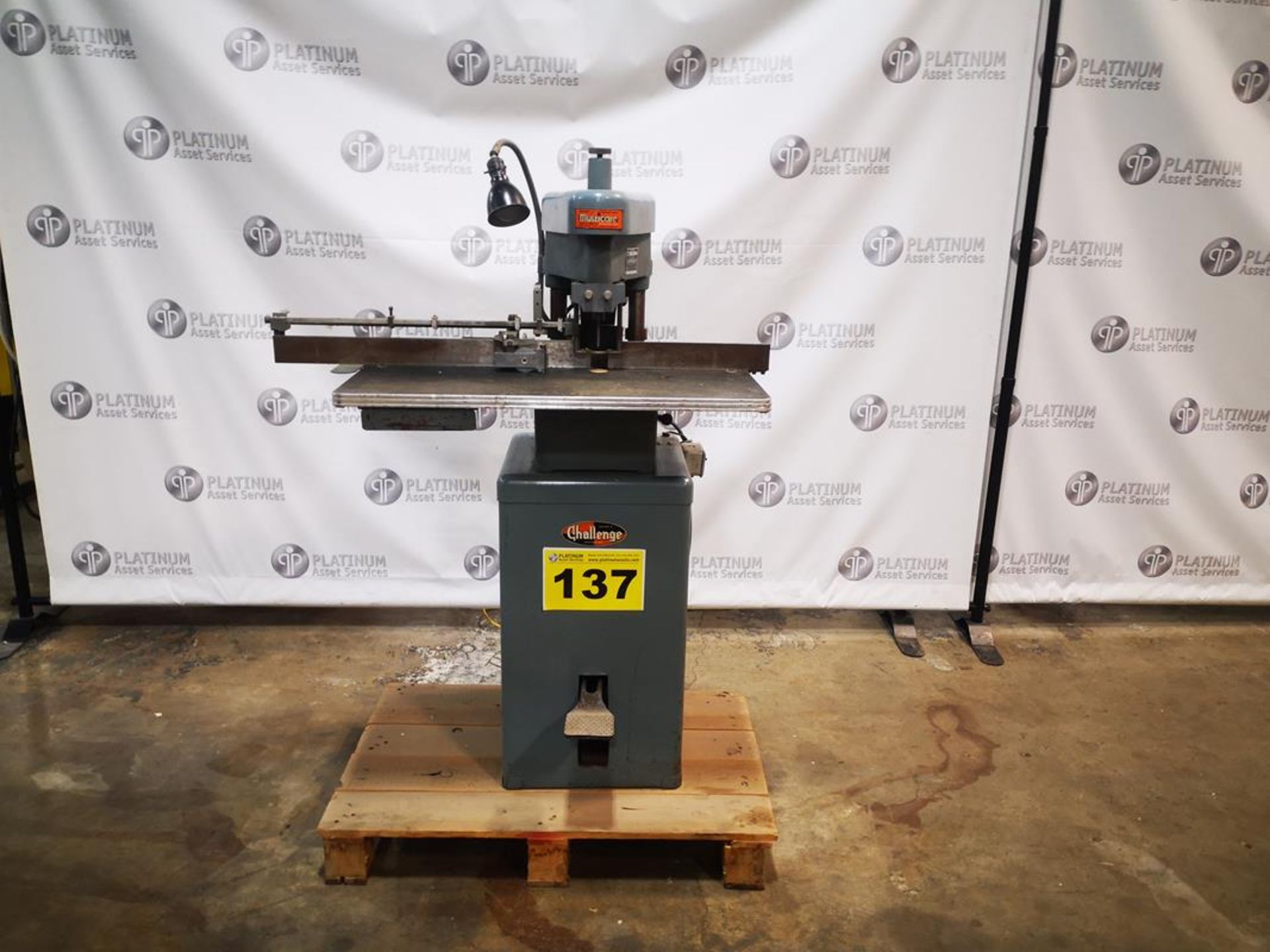 CHALLENGE, E, SINGLE HEAD PAPER DRILL, E 32" X 18" TABLE, 0" TO 5.5" BACK GAGE, 5 POSITION CARD - Image 2 of 6