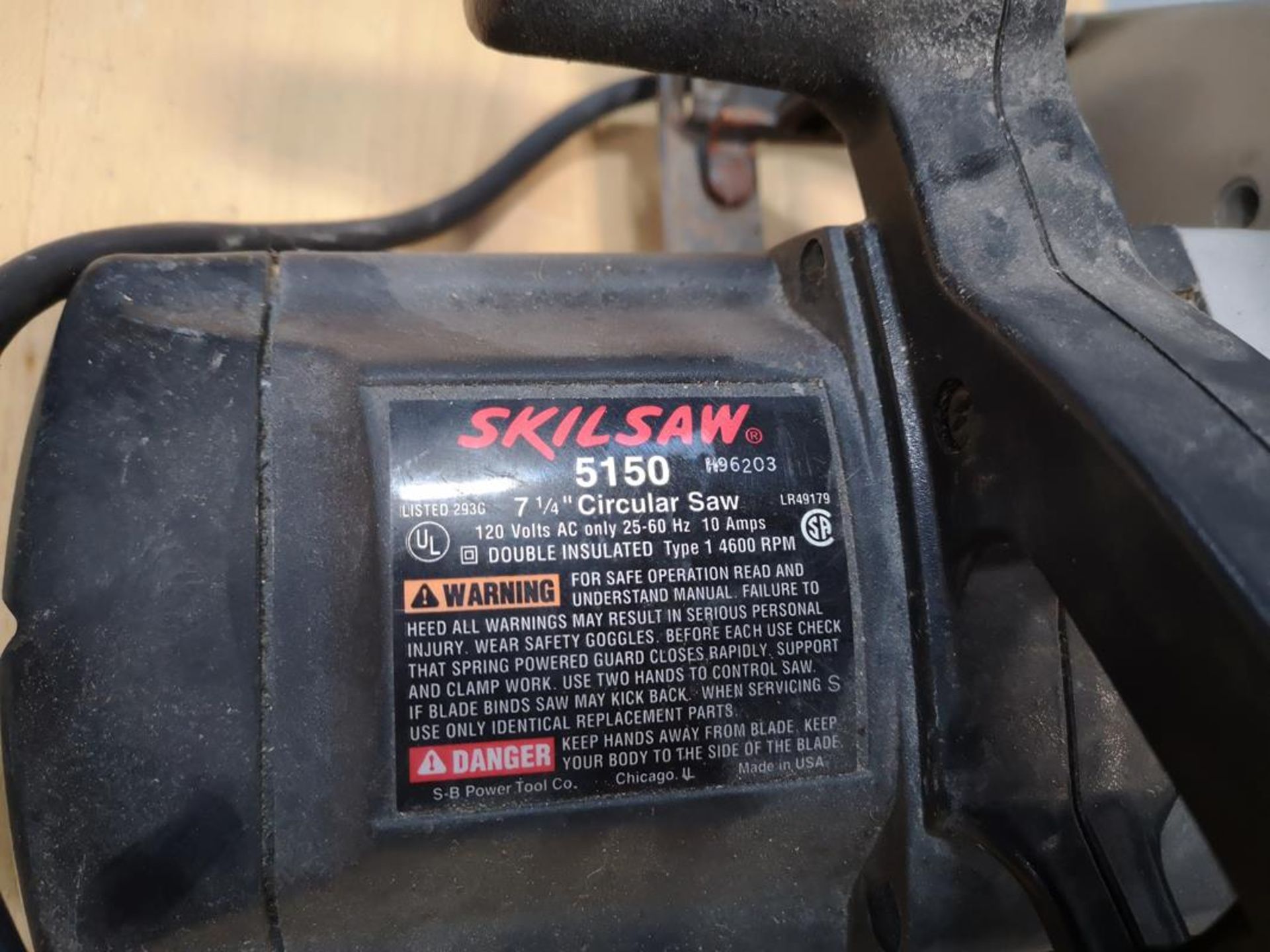 SKILSAW, 5150, CIRCULAR SAW 7 1/4" DIA BLADE, 120 VAC, S/N H96203, (TAG #26) - Image 2 of 2