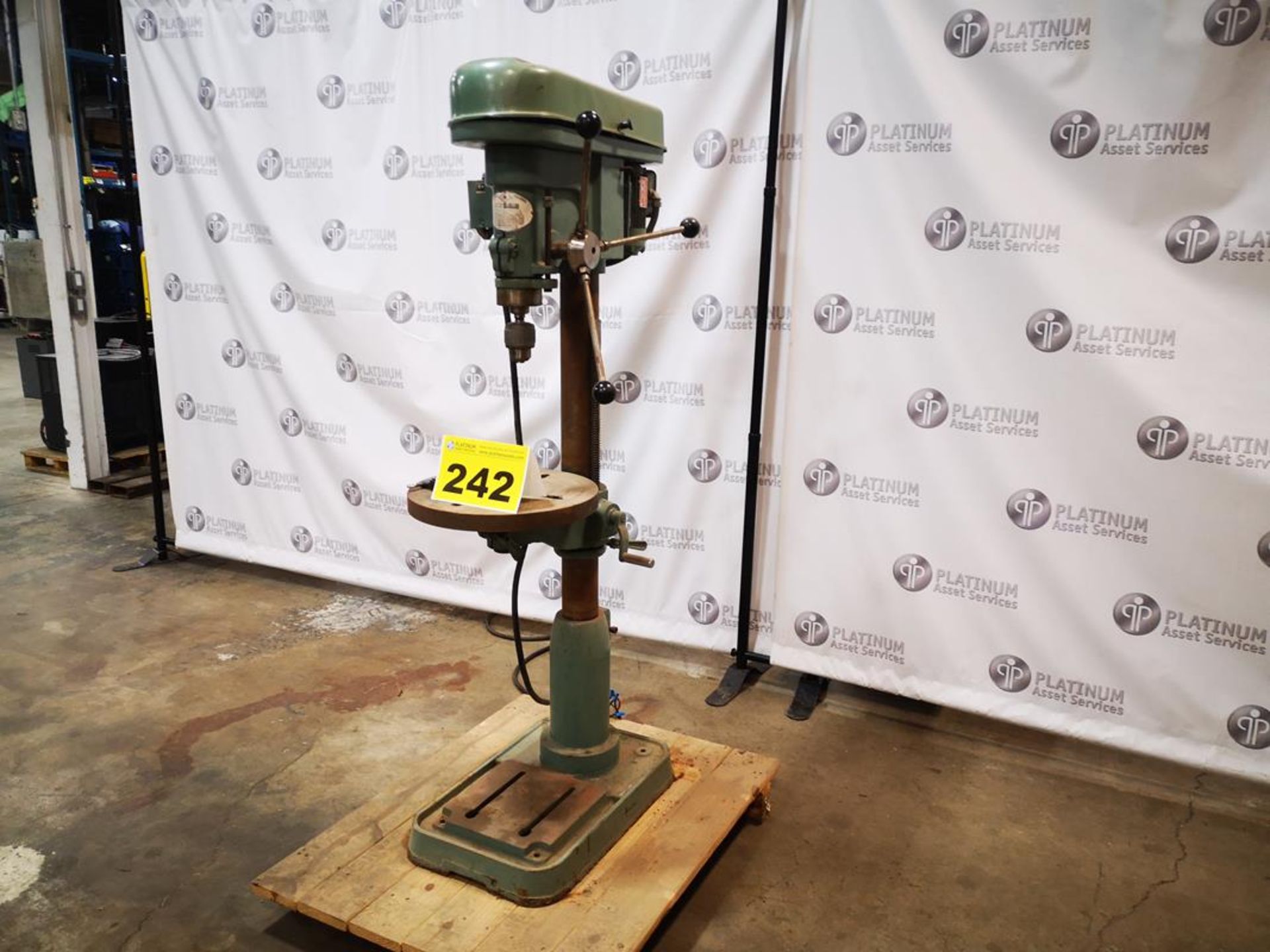 FIRST, PEDESTAL DRILL PRESS, LC-25A, JACOBS TAPER 3/4" KEYED CHUCK STEP BELT MUTLI SPEED SPINDLE 16" - Image 3 of 4