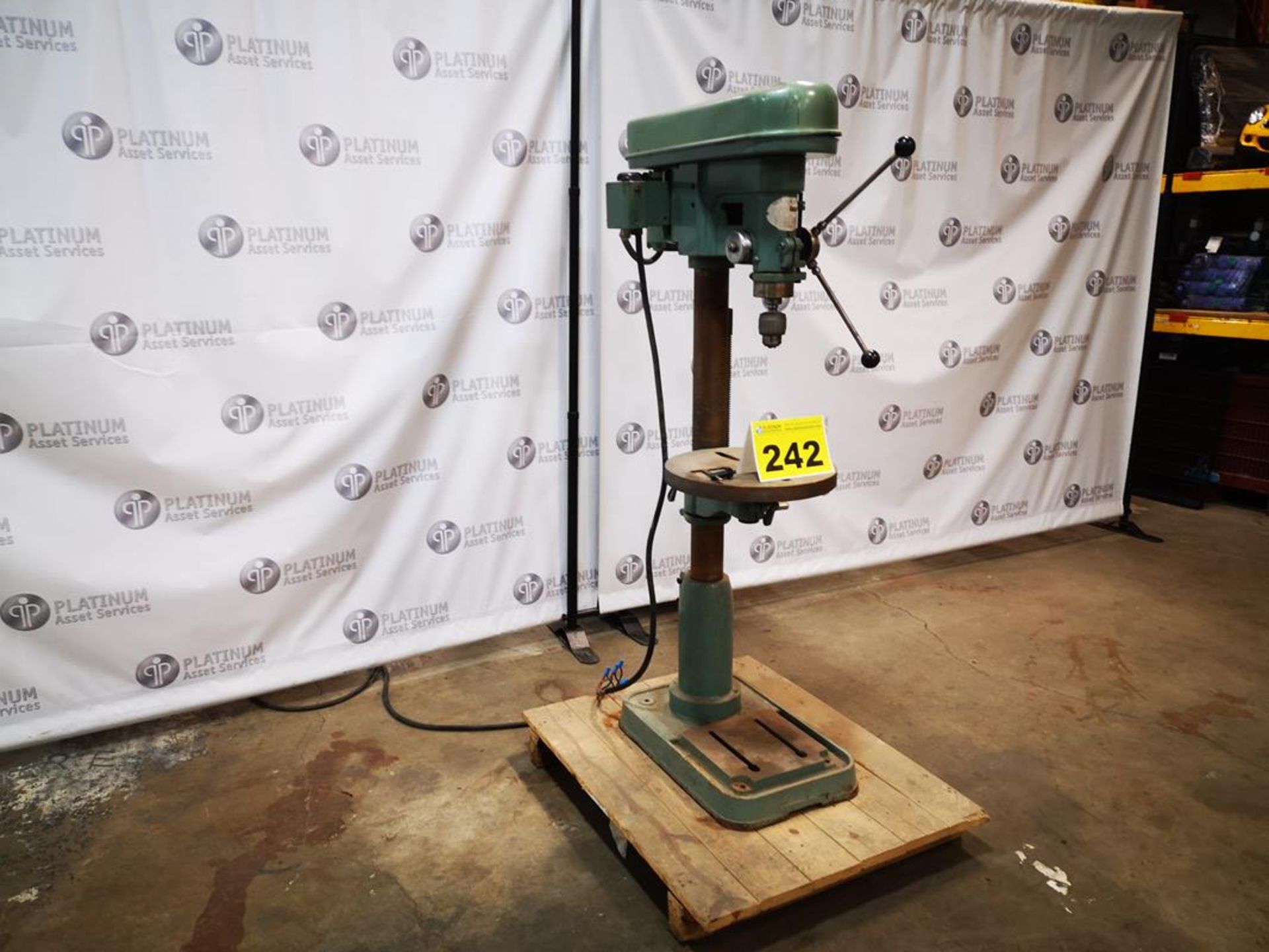 FIRST, PEDESTAL DRILL PRESS, LC-25A, JACOBS TAPER 3/4" KEYED CHUCK STEP BELT MUTLI SPEED SPINDLE 16" - Image 2 of 4