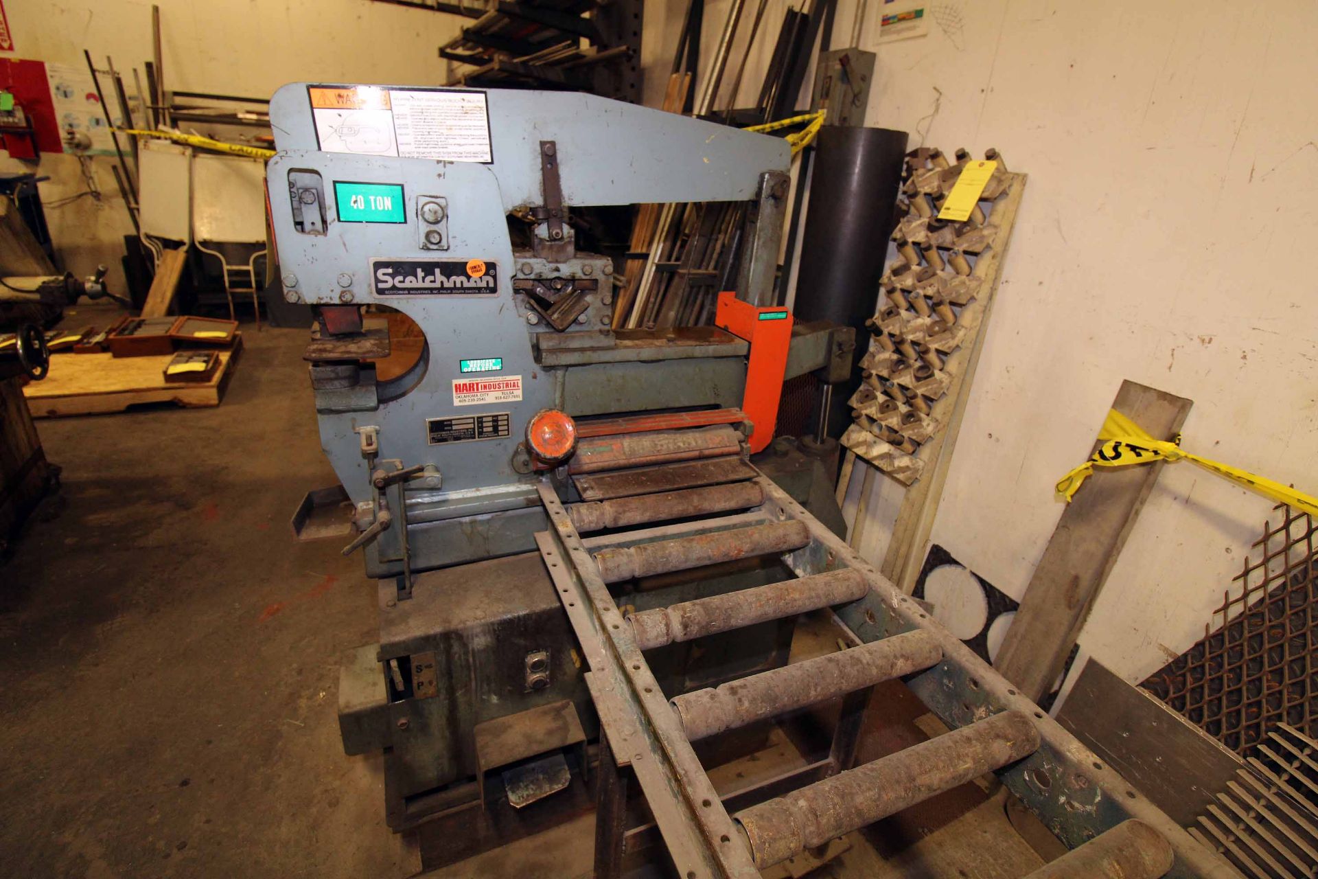 IRONWORKER, SCOTCHMAN 40 T. CAP. MDL. 4014C, angle cutting attach., roller infeed conveyor, bar - Image 3 of 10
