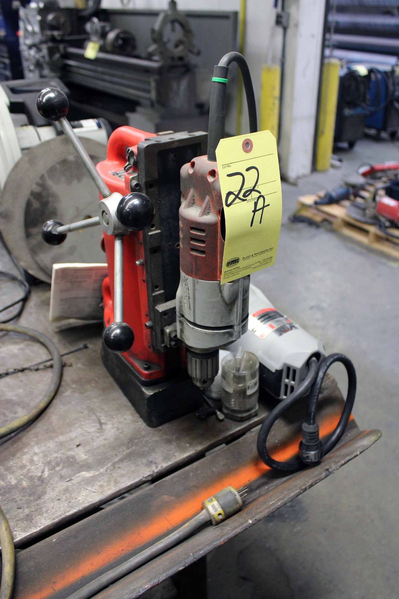 MAGNETIC BASE DRILL, MILWAUKEE MDL. 4203, 11"L. X 17-1/4" ht.
