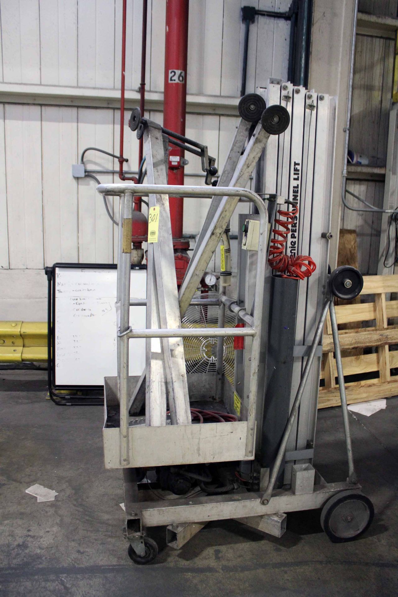 MAN-LIFT GENIE MDL. PLC-24AM, 300 lb. cap., max load 300 lb., platform 24" sq., platform height up