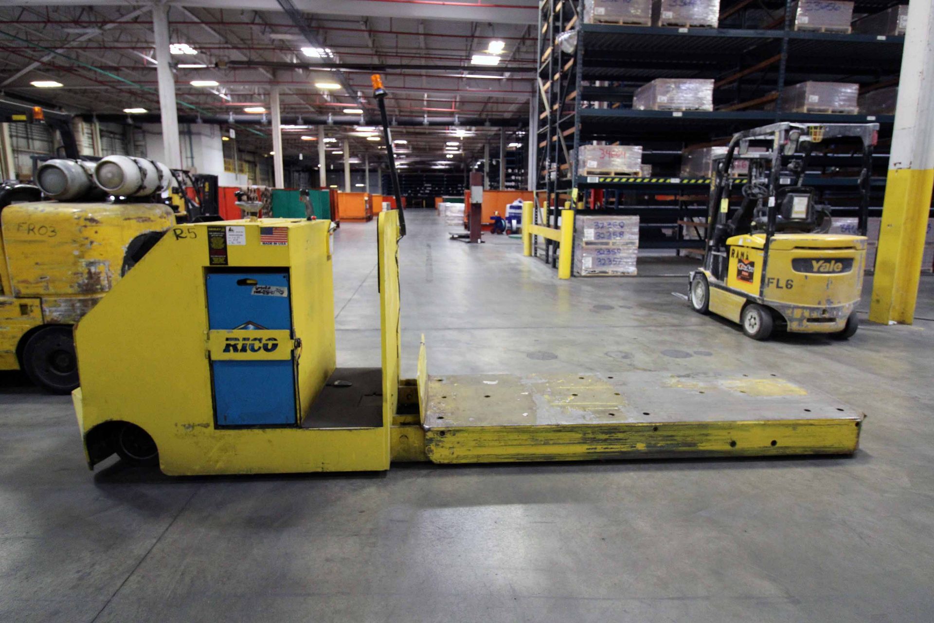 ELECTRIC PLATFORM TRUCK, RICO 15,000 LB. CAP. MDL. PLR-DD-AR-150, 36 v., 104”L. x 36”W. lift