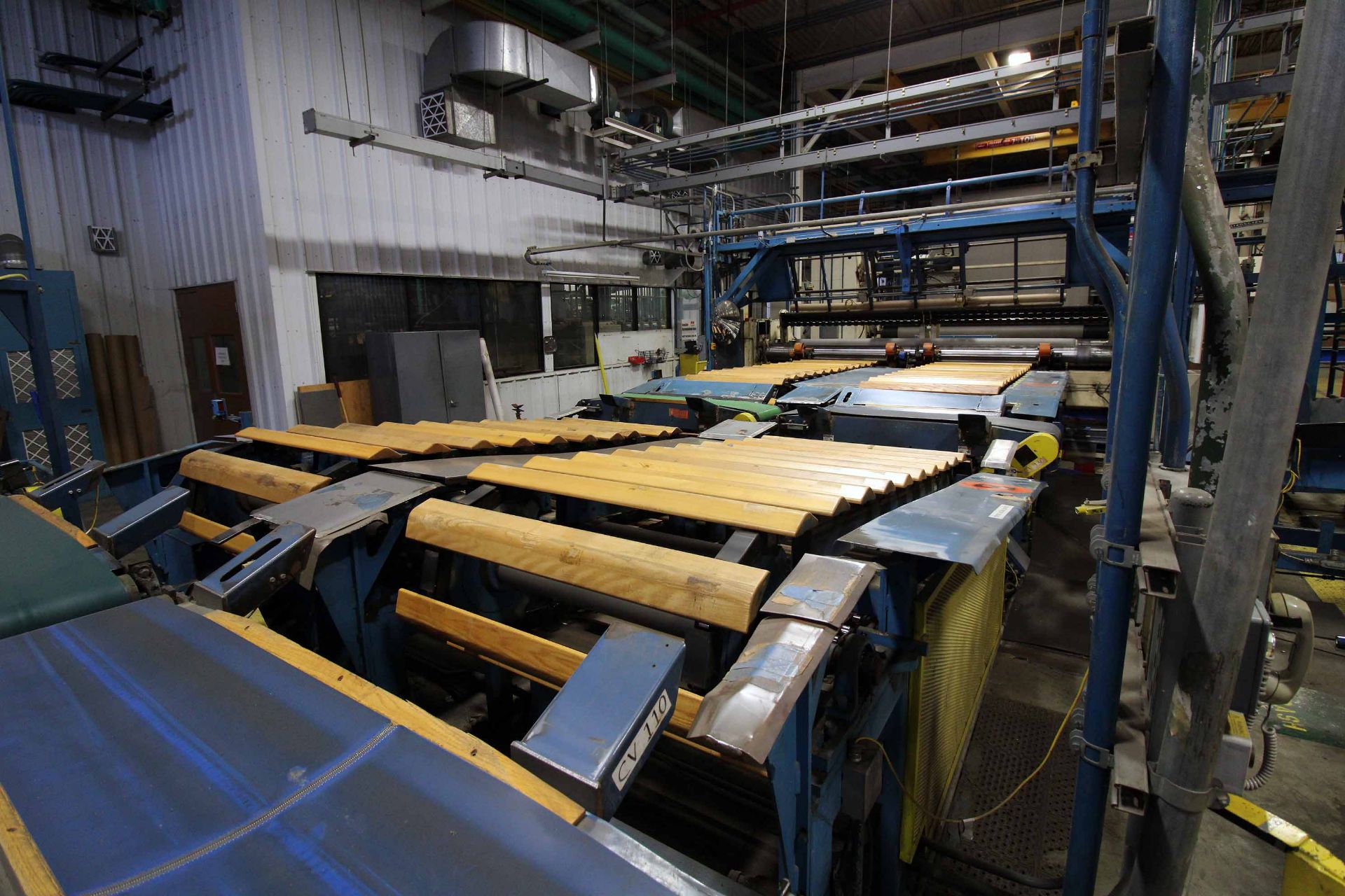 CUSTOMIZED CORE WINDER, OLBRICH, 12'W. X 16" DIA., w/ magazine type core delivery conveyor, exit - Image 20 of 29