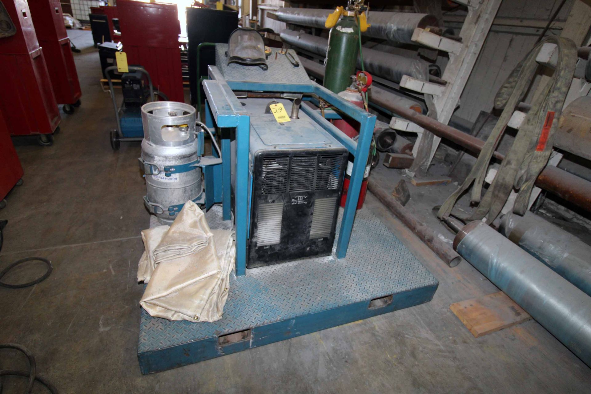 PORTABLE WELDING SYSTEM, MILLER TRAILBLAZER 302, LPG pwrd., generator, fabricated stand w/bottle