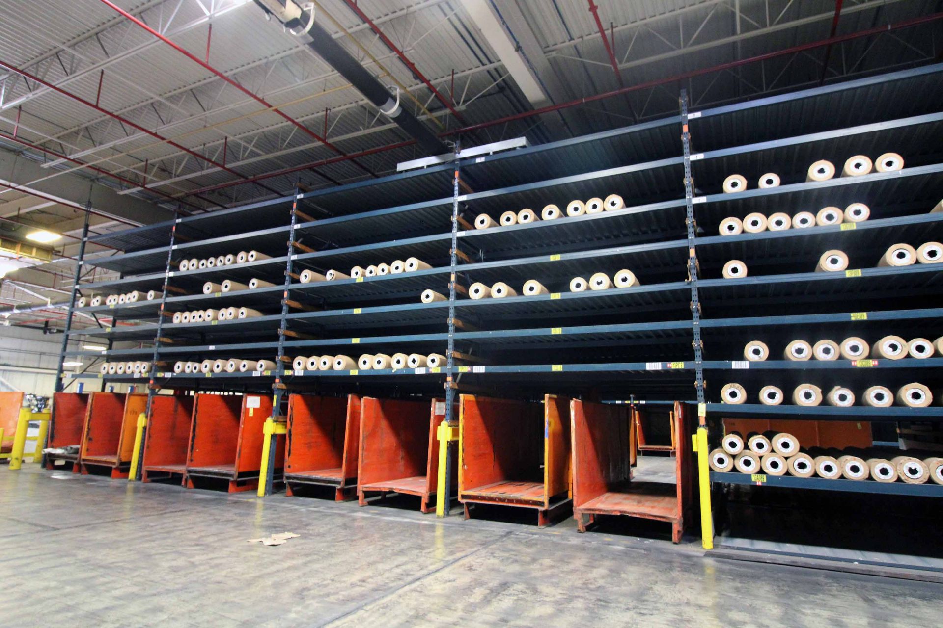 LOT OF TEARDROP PALLET RACK SECTIONS (13), w/ metal decking, 9-tier, 12' 6" dp. x 12' 5"W. x 21' - Image 3 of 4