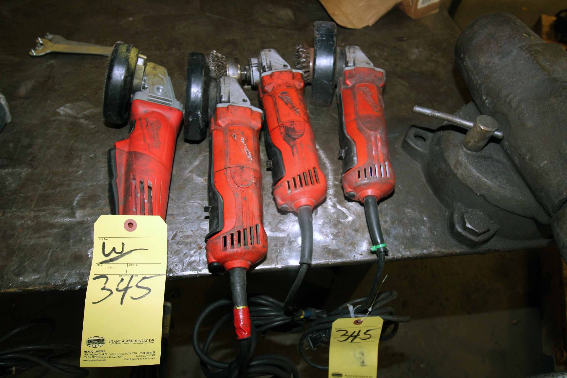 LOT OF GRINDERS (4), MILWAUKEE, corded, 4-1.2"